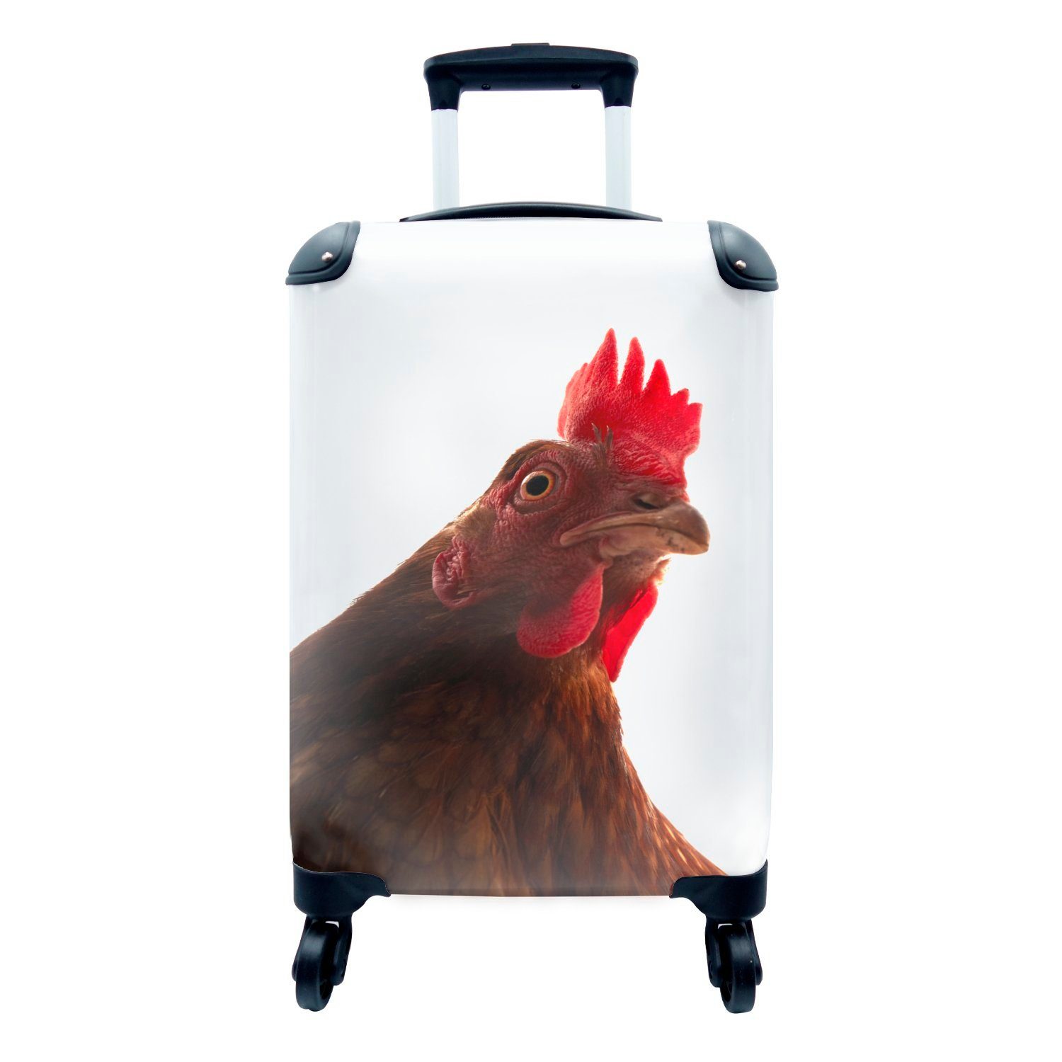 MuchoWow Handgepäckkoffer Braunes Huhn aus der Nähe, 4 Rollen, Reisetasche mit rollen, Handgepäck für Ferien, Trolley, Reisekoffer