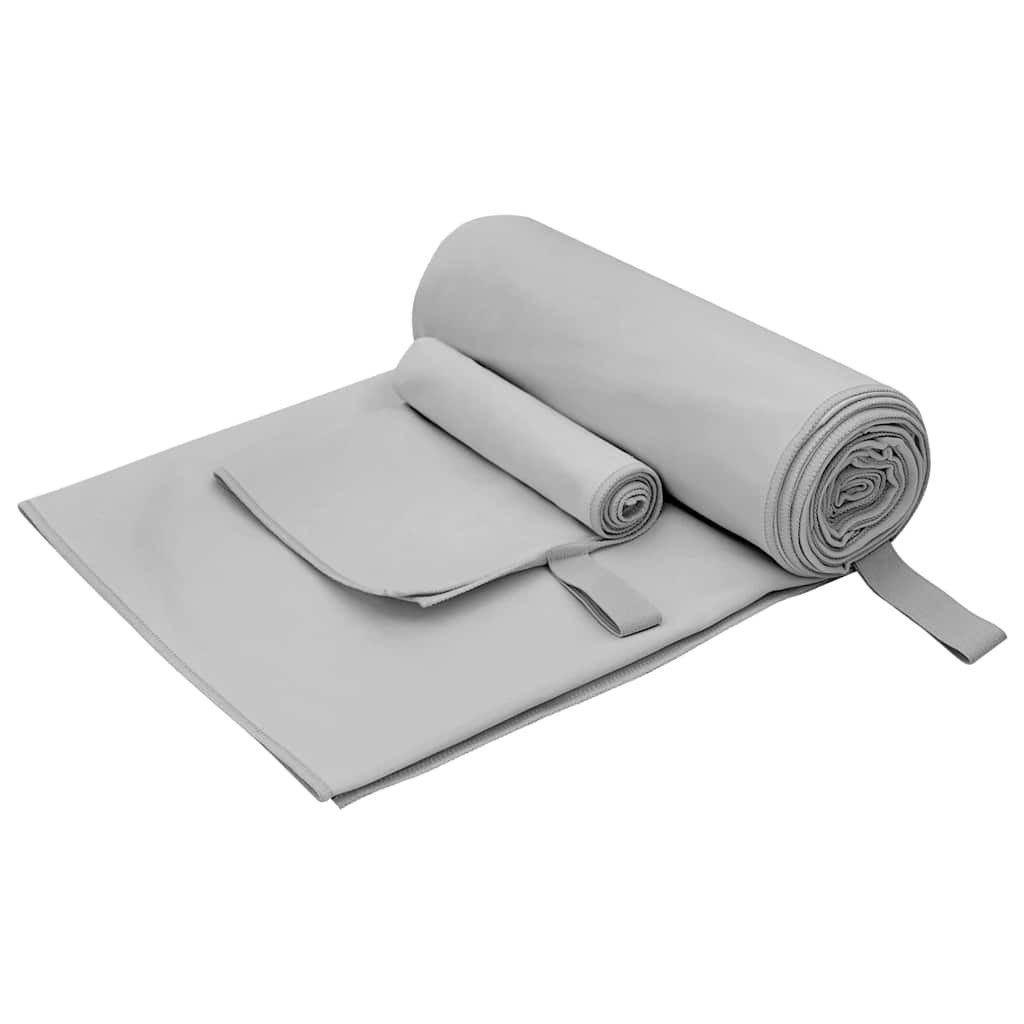 Handtuch Sporthandtuch Set 2 pcs Grau Stoff