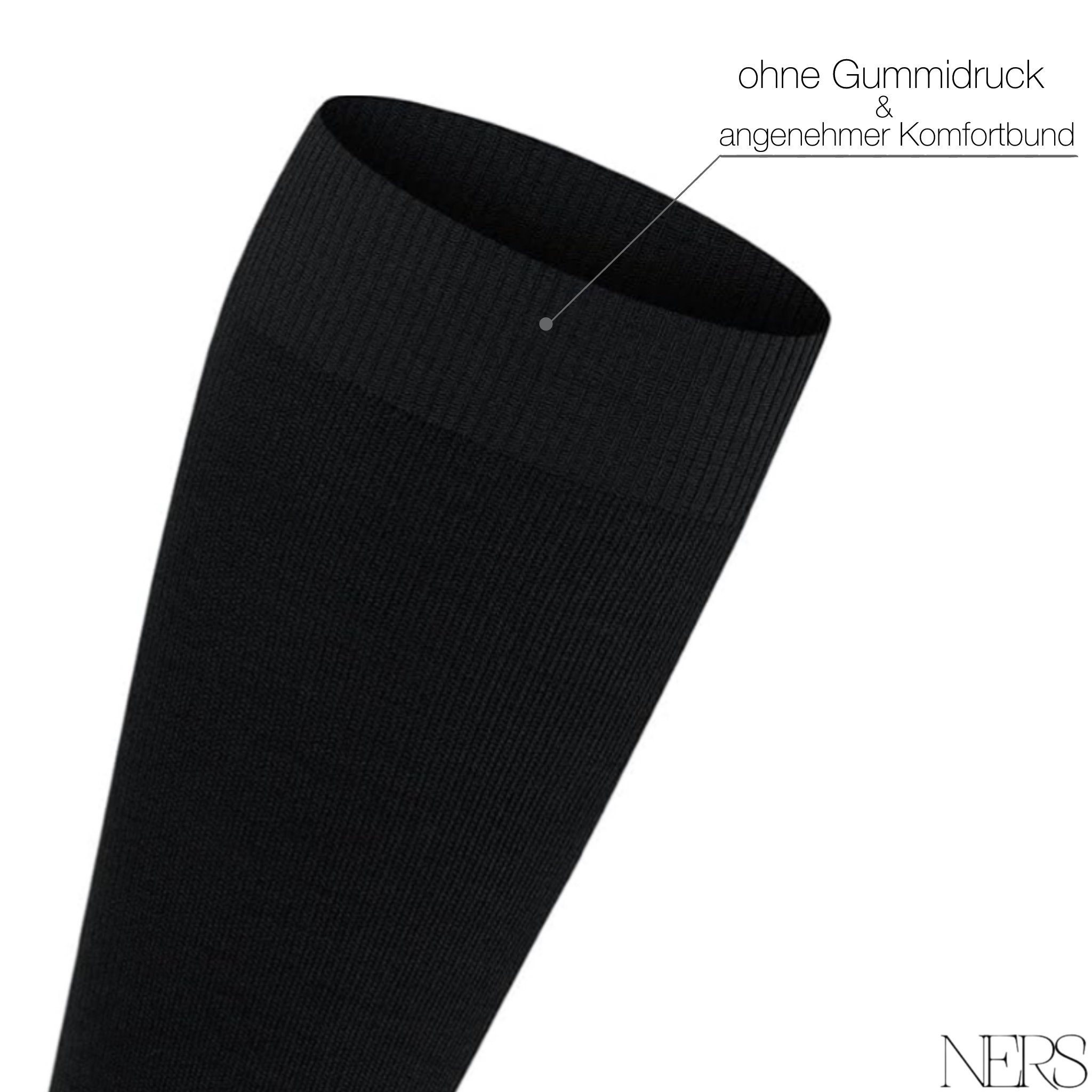 NERS Kniestrümpfe aus Merinowolle Damen & Herren ohne drückende naht, mit Komfortbund (6-Paar) Atmungsaktiv, Angenehm und Weich