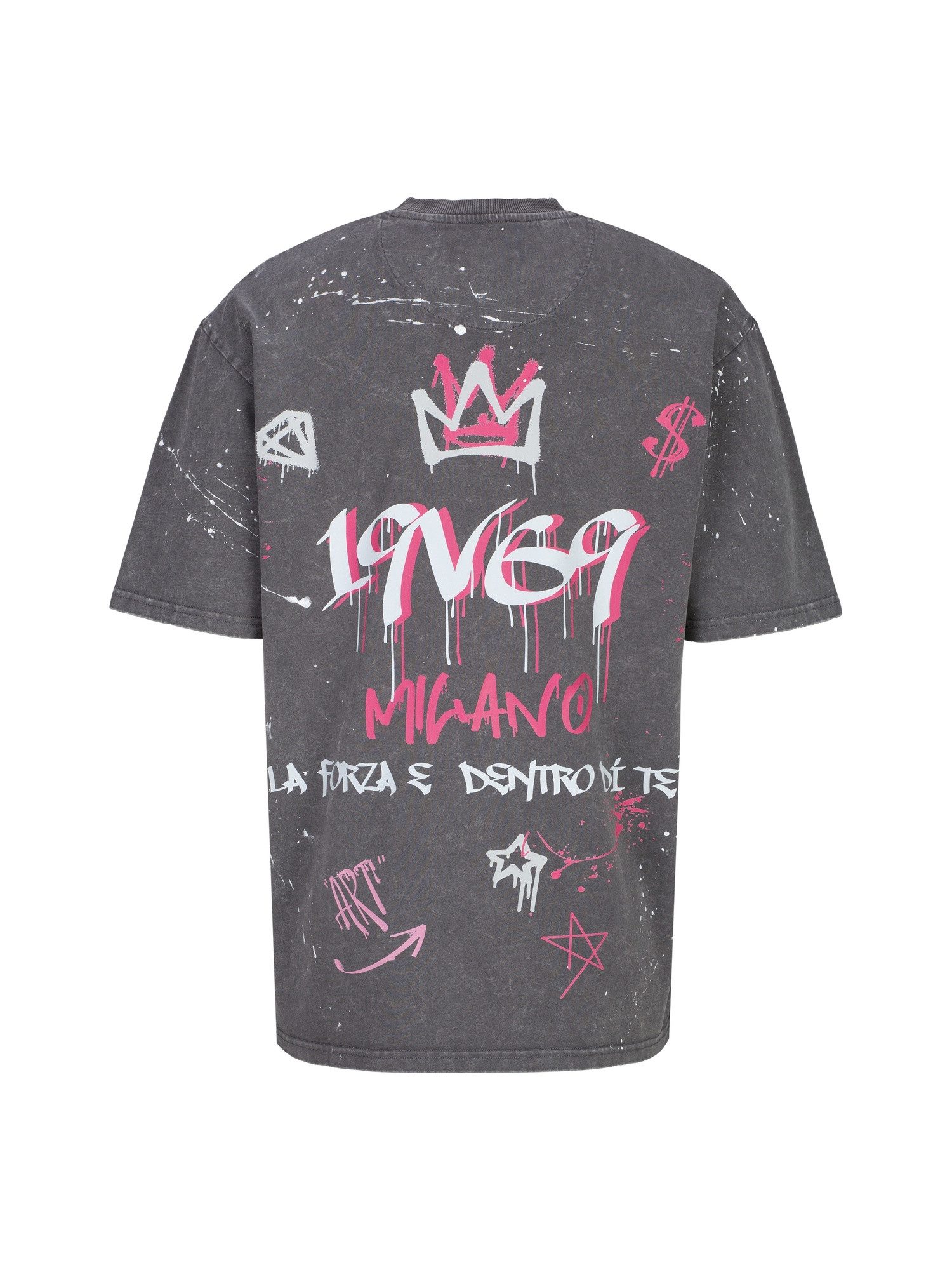 19V69 ITALIA T-Shirt Tamaro Graffiti Herren Baumwoll T-Shirt Oversize Rundhals Print