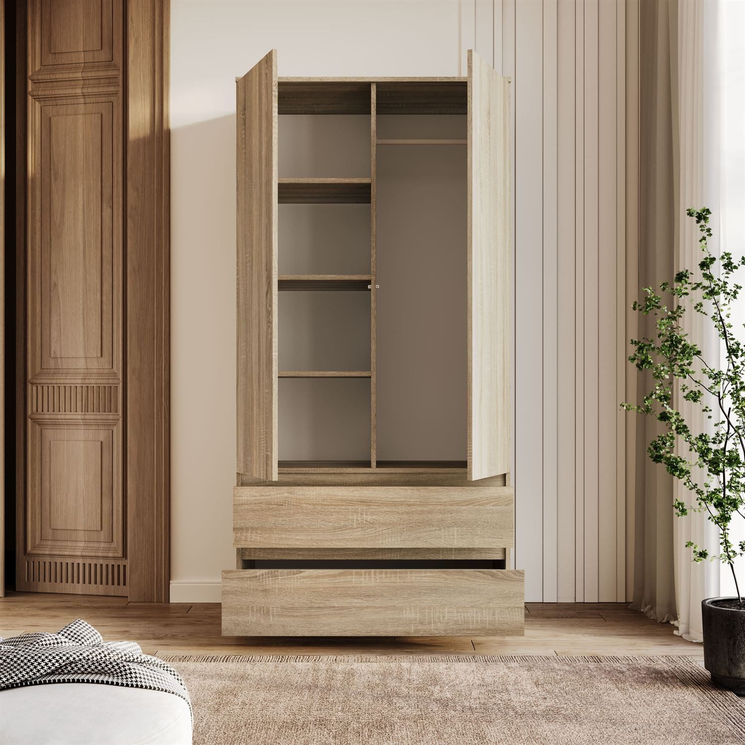 Lookway Kleiderschrank HANA SS-90 Zweitüriger Schrank Breite: 90 cm
