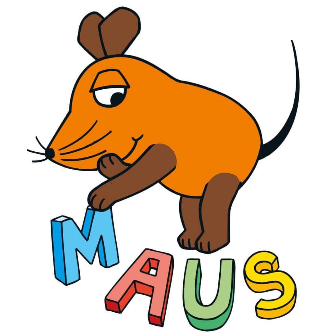 Die Maus Wandtattoo Kinderzimmer Wandbild bunte Buchstaben Aufkleber Grundschule, selbstklebend, entfernbar