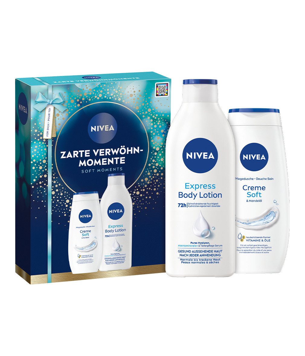 Nivea Hautpflege-Set Zarte Verwöhn-Momente 2025 2 x Geschenkset Body Lotion Soft Creme, 2-tlg.