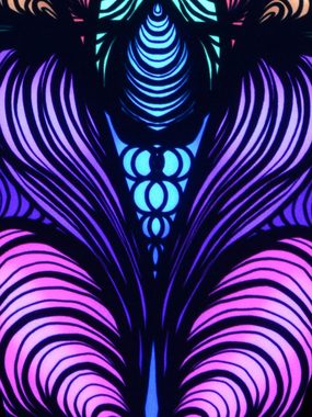 Wandteppich Schwarzlicht Segel Spandex Drache S "Magnetic Field Neon", 0,55x1,10m, PSYWORK, UV-aktiv, leuchtet unter Schwarzlicht