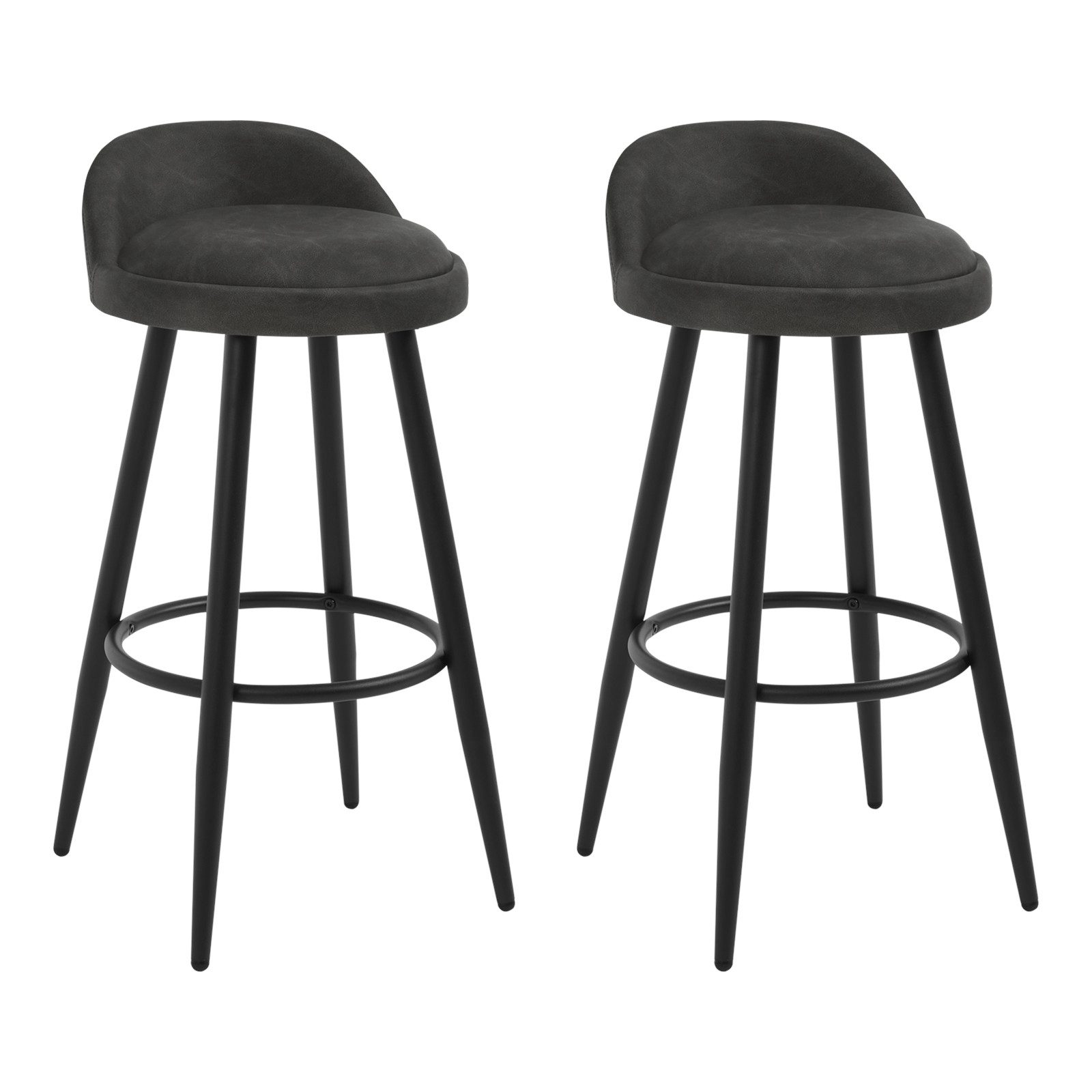 Woltu Barhocker (2 St), Barstuhl Hocker Tresenhocker aus Kunstleder anthrazit