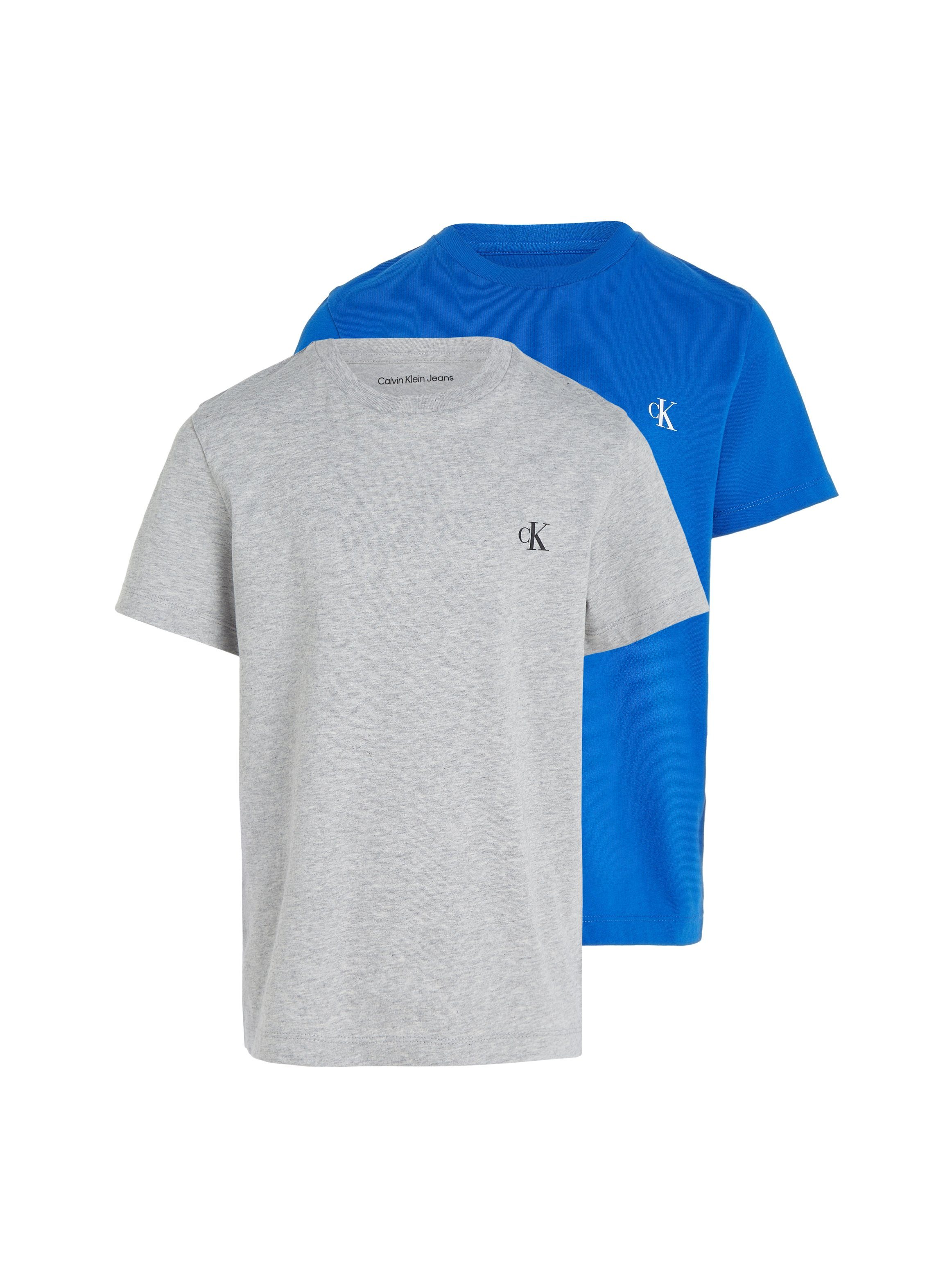 Calvin blau-grau TOP mit Klein Logodruck MONOGRAM T-Shirt 2-PACK Jeans