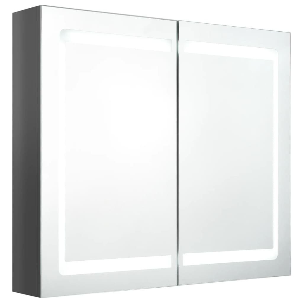 80x12x68 Hochglanz-Grau Bad Grau Glänzend cm (1-St) fürs Badezimmerspiegelschrank vidaXL LED-Spiegelschrank