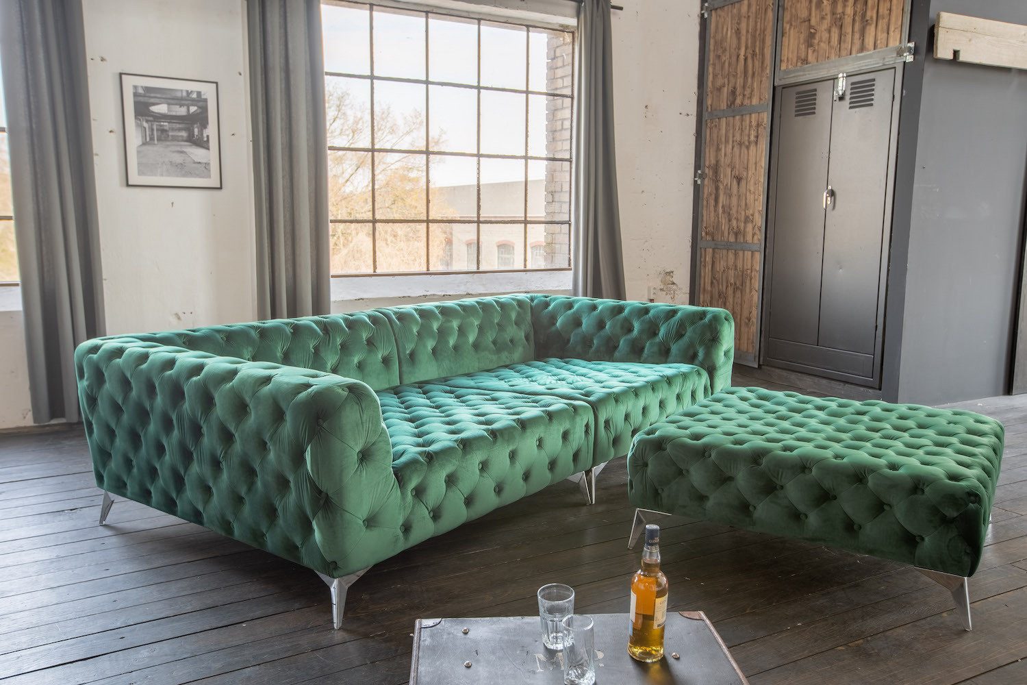 KAWOLA Big-Sofa NARLA, Couch Chesterfield Velvet, günstig online kaufen