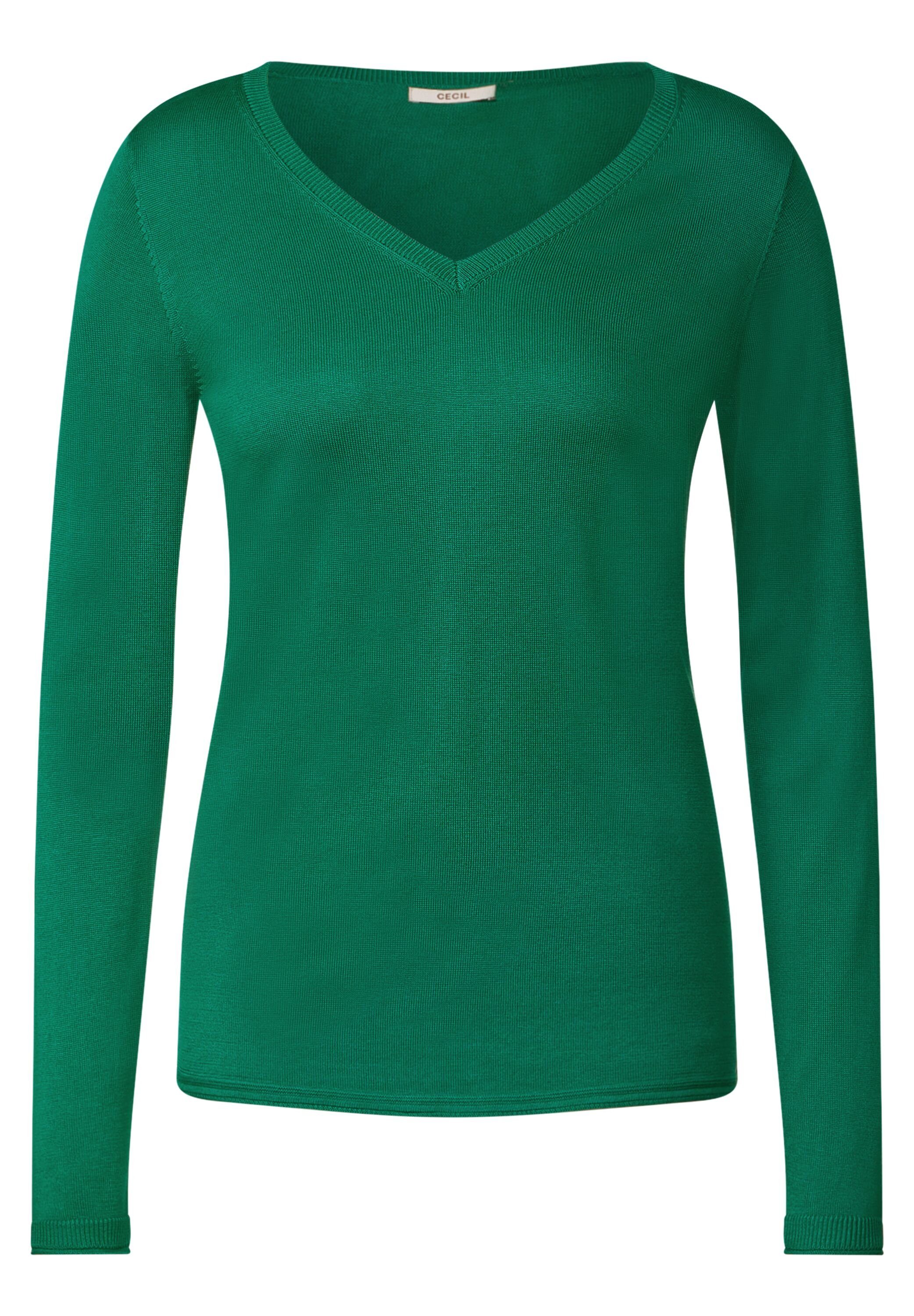 green V-Ausschnitt luscious mit V-Ausschnitt-Pullover Cecil femininem