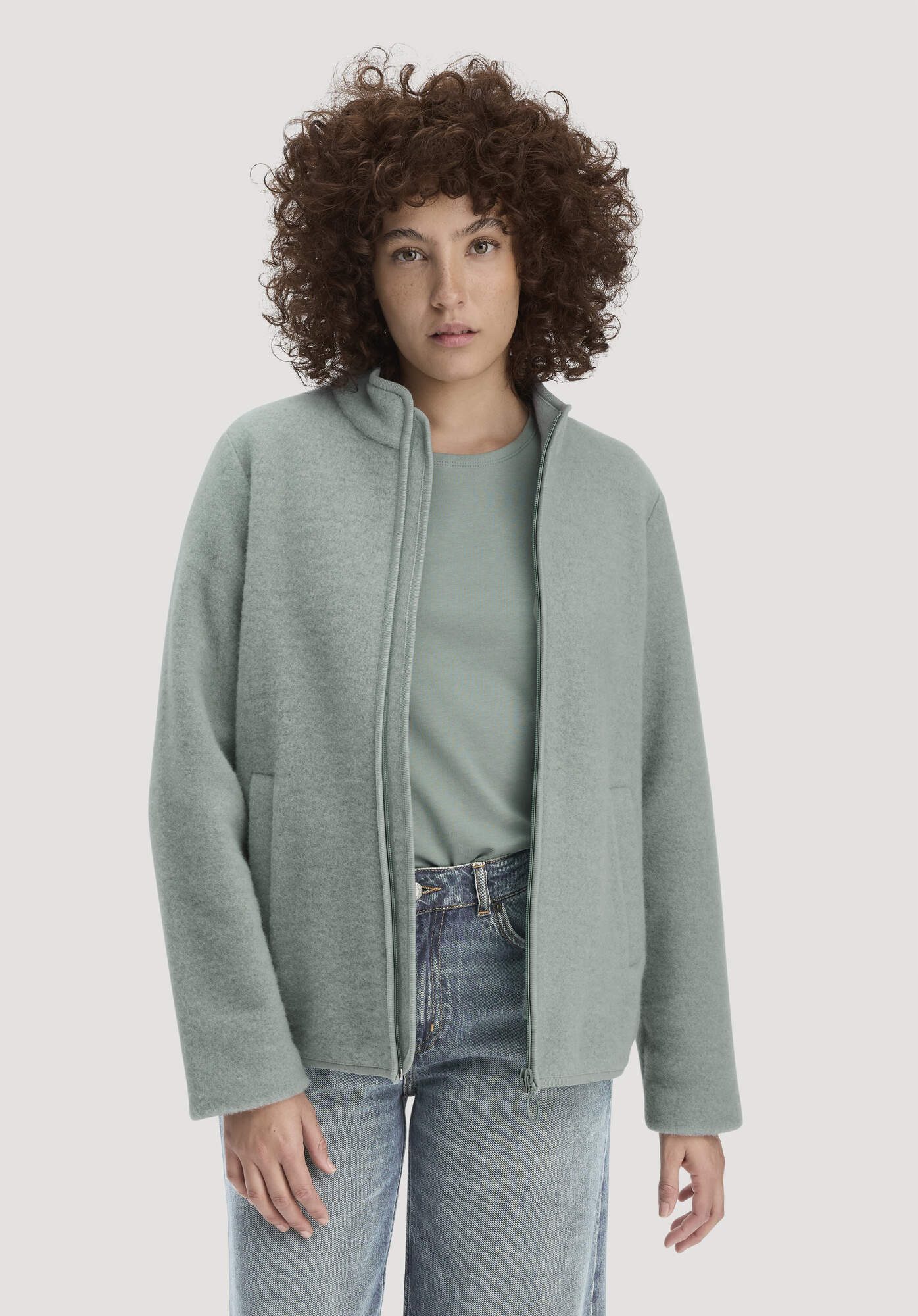 Hessnatur Fleecejacke Regular aus reiner Bio-Merinowolle (1-St)