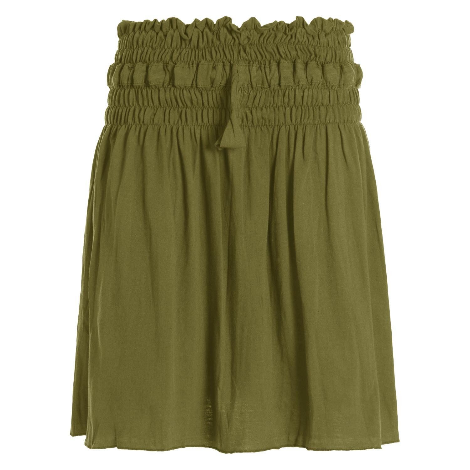 Vishes A-Linien-Rock Damen Rock knielang Basic-Rock Baumwoll-Rock Einfarbig Schlicht Boho, Hippie, Yoga Style