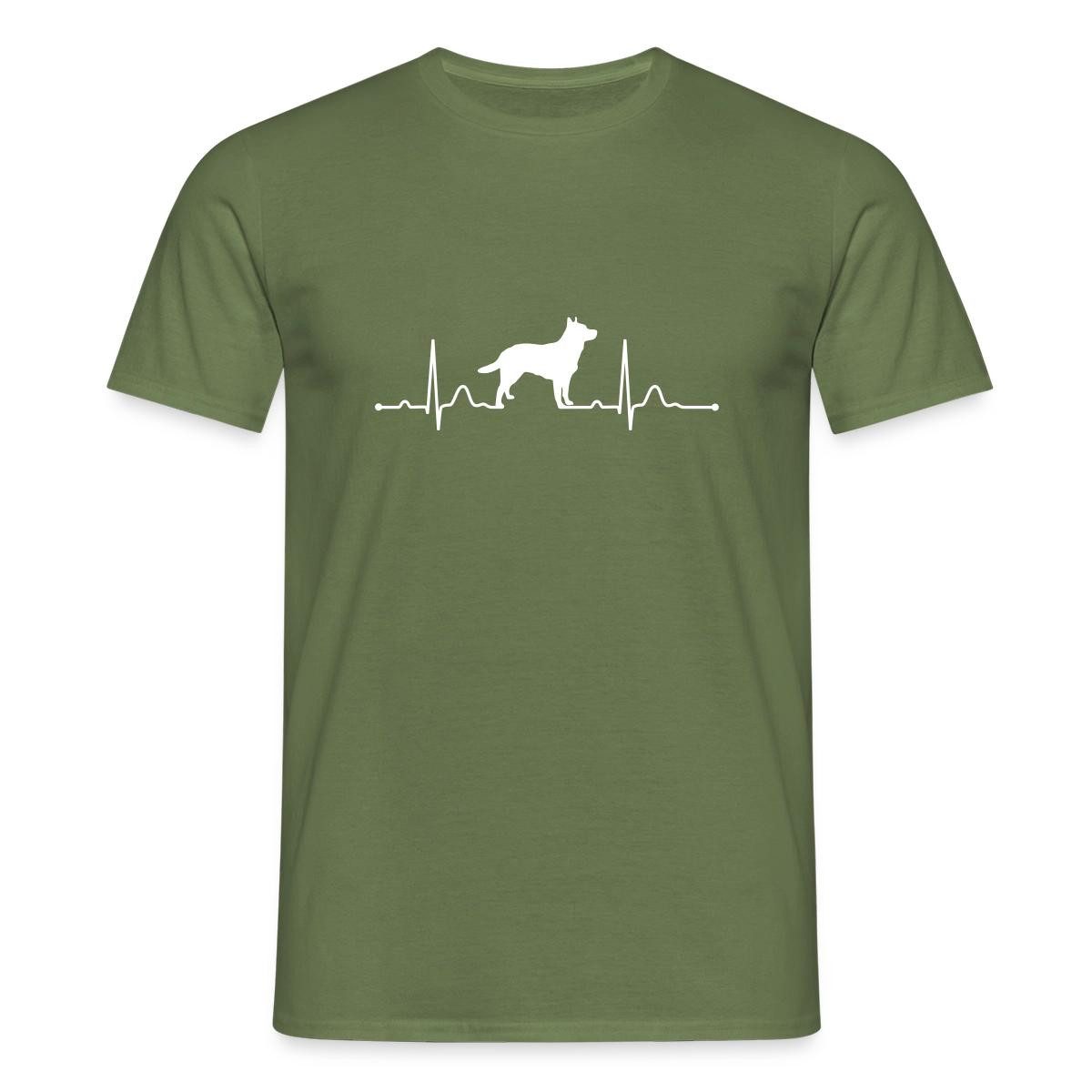 Spreadshirt T-Shirt EKG Linie Mit Hund, Australian Cattle Dog Männer T-Shirt (1-tlg)
