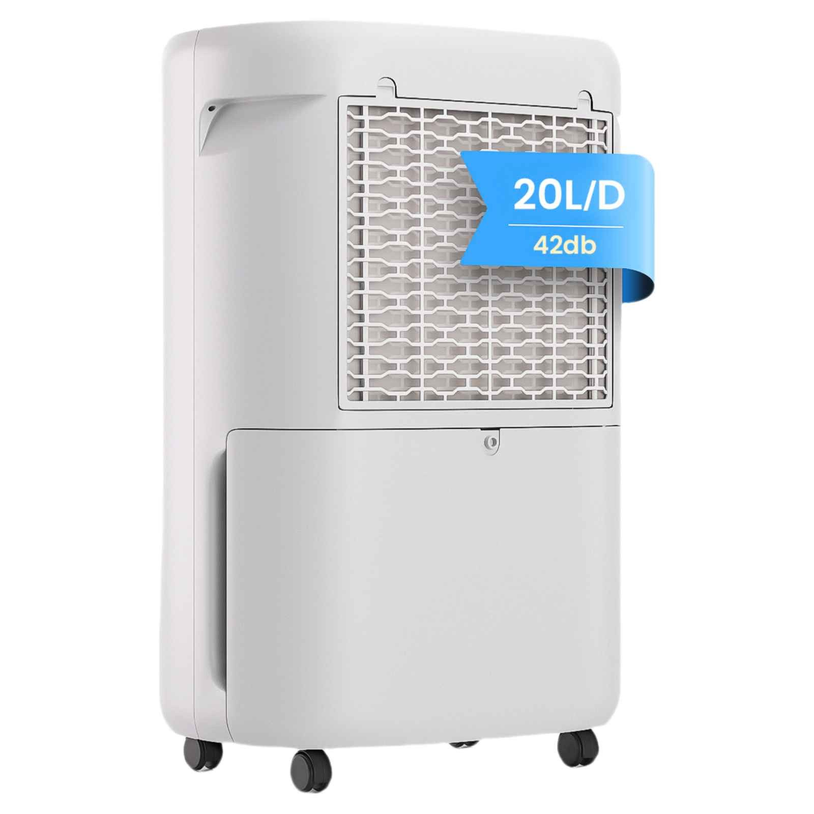 BBWL Luftentfeuchter 20L/Tag mit Rollen, LED-Display, 4L Wassertank, für 200 m³ Räume, Entfeuchtung 20 l/Tag, 3 Modi, Timer & Ablaufschlauch, effizient bis 100m²