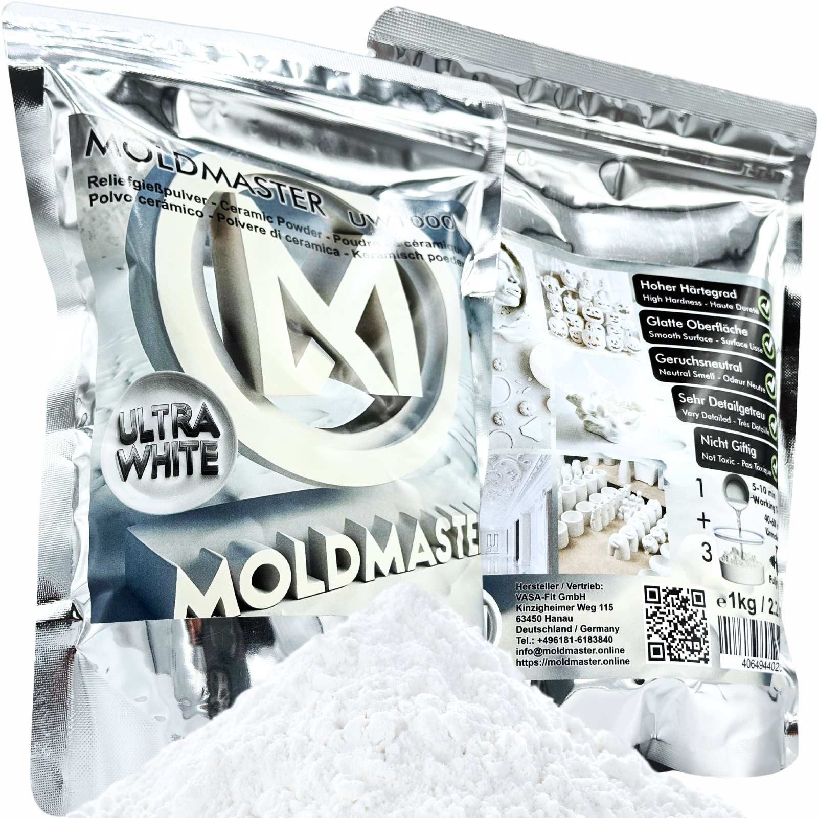 MoldMaster Modelliermasse Gießpulver weiß, 5 kg, Weißes Reliefgießpulver, 5 kg
