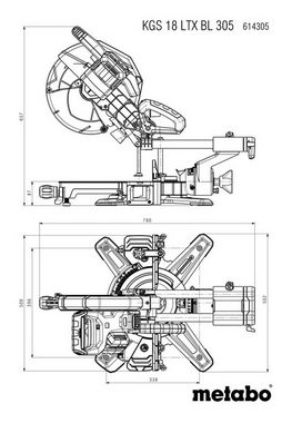 metabo Akku-Kapp-Gehrungssäge KGS 18 LTX BL 305, Kappsäge Ohne Akku im Karton