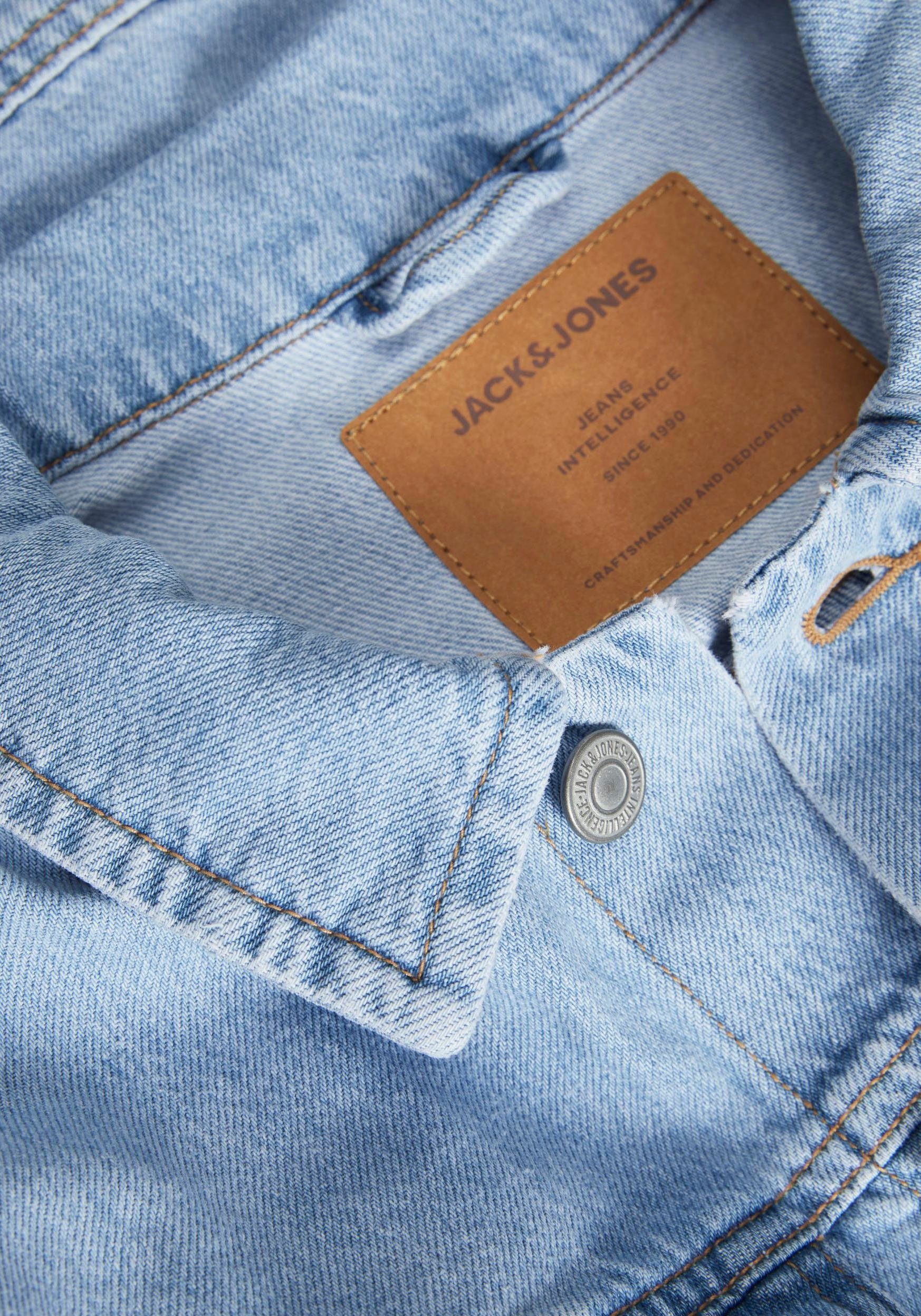 Jack & Jones Jeansjacke JJIJEAN Denimjacke, ideal für Frühling, mit Knopfleiste und Taschen Abriebeffekte, modisch, regular fit, Baumwolle