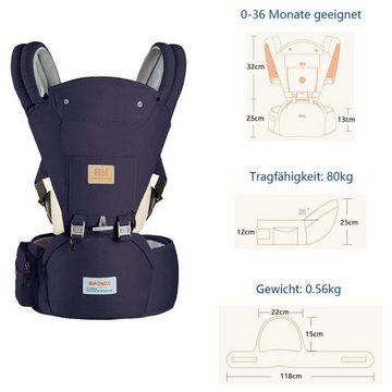 LBLA Bauchtrage Babytrage 3-in-1 Kindertrage Rückentrage, Bauchtrage mit Kopfstütze, Hüftsitz, Anti-Rutsch-Schnalle