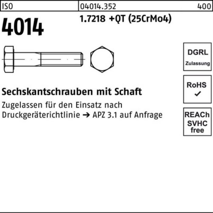 Bufab Sechskantschraube 100er Pack Sechskantschraube ISO 4014 Schaft M33x 180 1.7218 +QT (25Cr