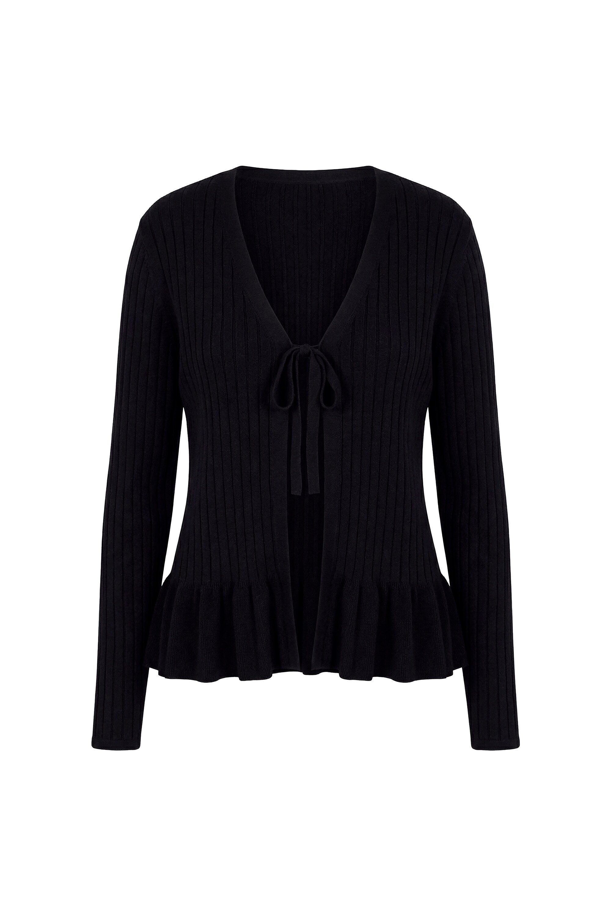 MIAMODA Strickjacke Strickjacke körpernahe Passform Volants