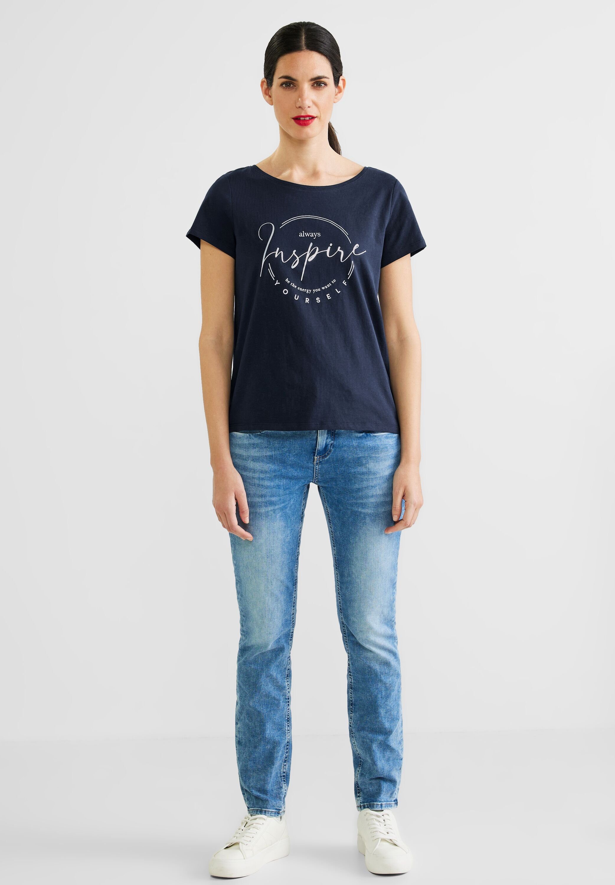 ONE in Unifarbe blue STREET deep T-Shirt