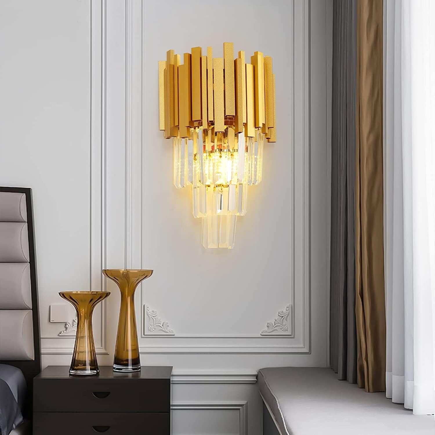 RRBEST Kronleuchter Kristall Leuchte, Kristall Deckenleuchte Silver, E14 Lichter, für Esszimmer, Küche, Wohnzimmer, Schlafzimmer, Flur, Café, Bar