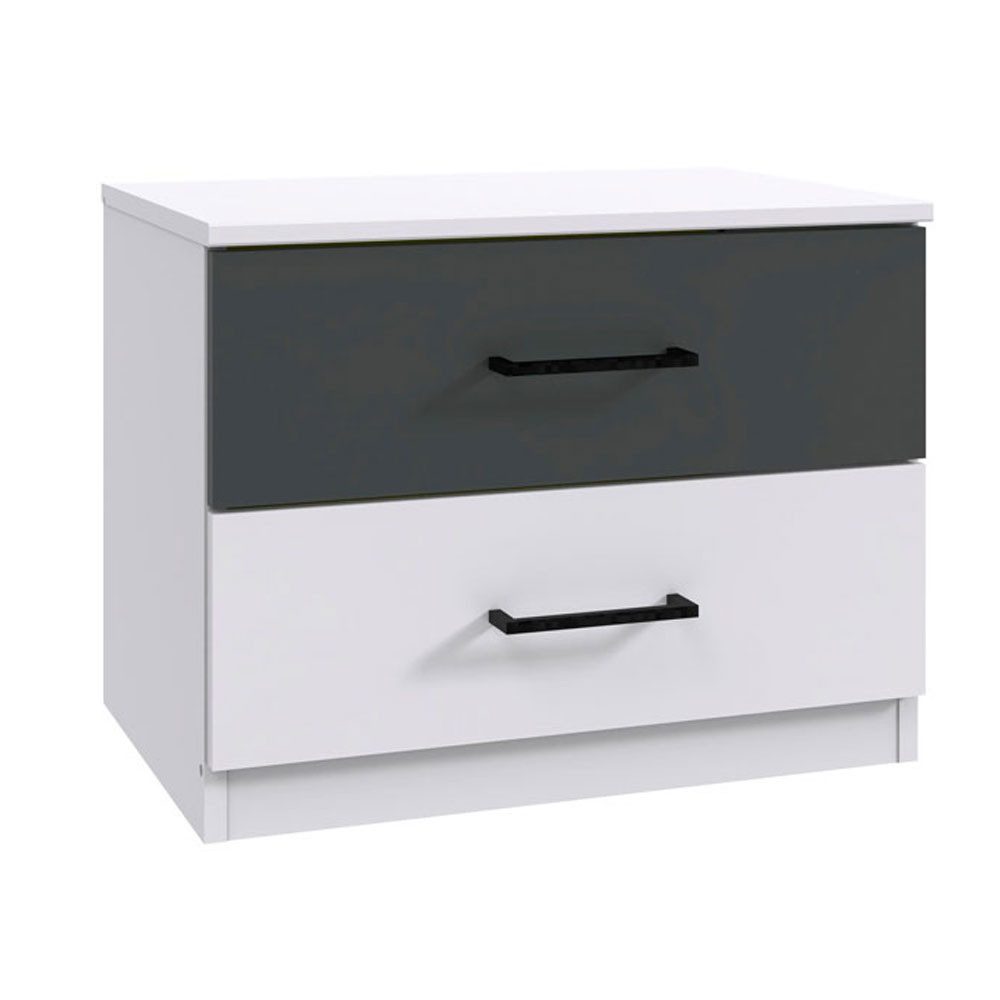 Wimex Nachtschrank Kreta (Kreta, 2-St., 2er Nachttisch-Set) 52x38x40cm weiß graphit