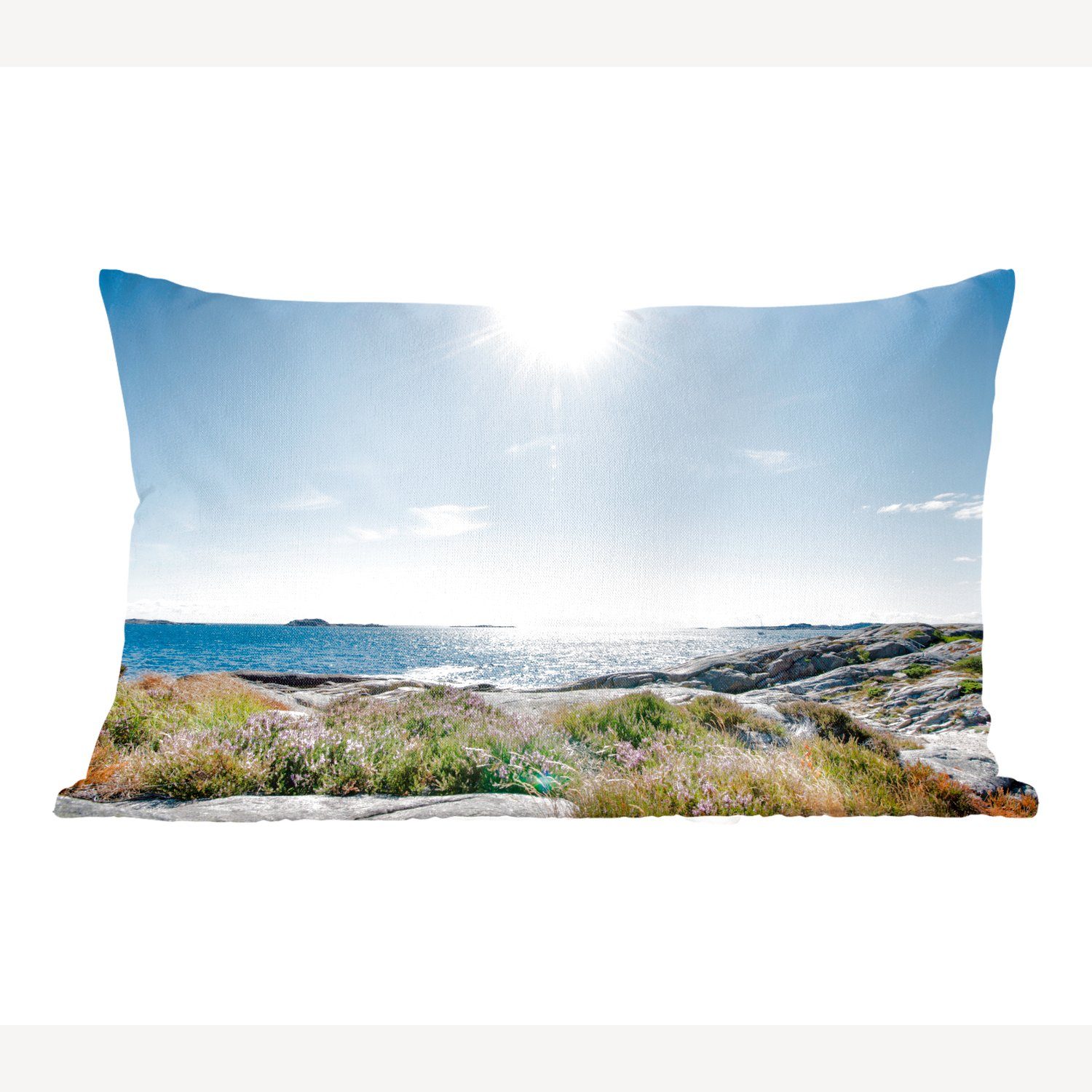 Wohzimmer - mit Dekokissen Strand Füllung, Zierkissen, MuchoWow - Schlafzimmer Natur Sonne, Dekokissen Dekoration,