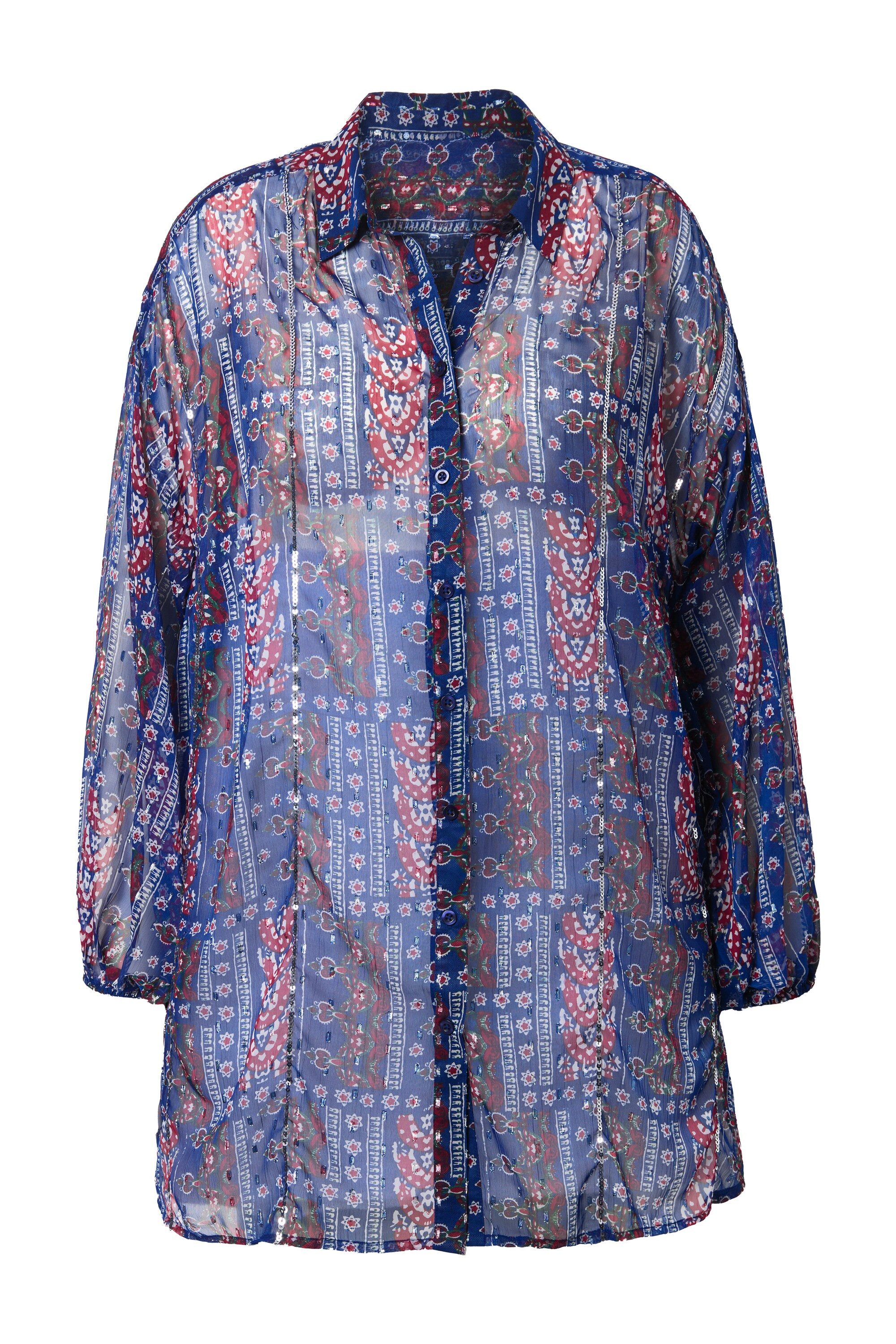 Studio Untold Longbluse Chiffon-Bluse Loose Shape Patchprint