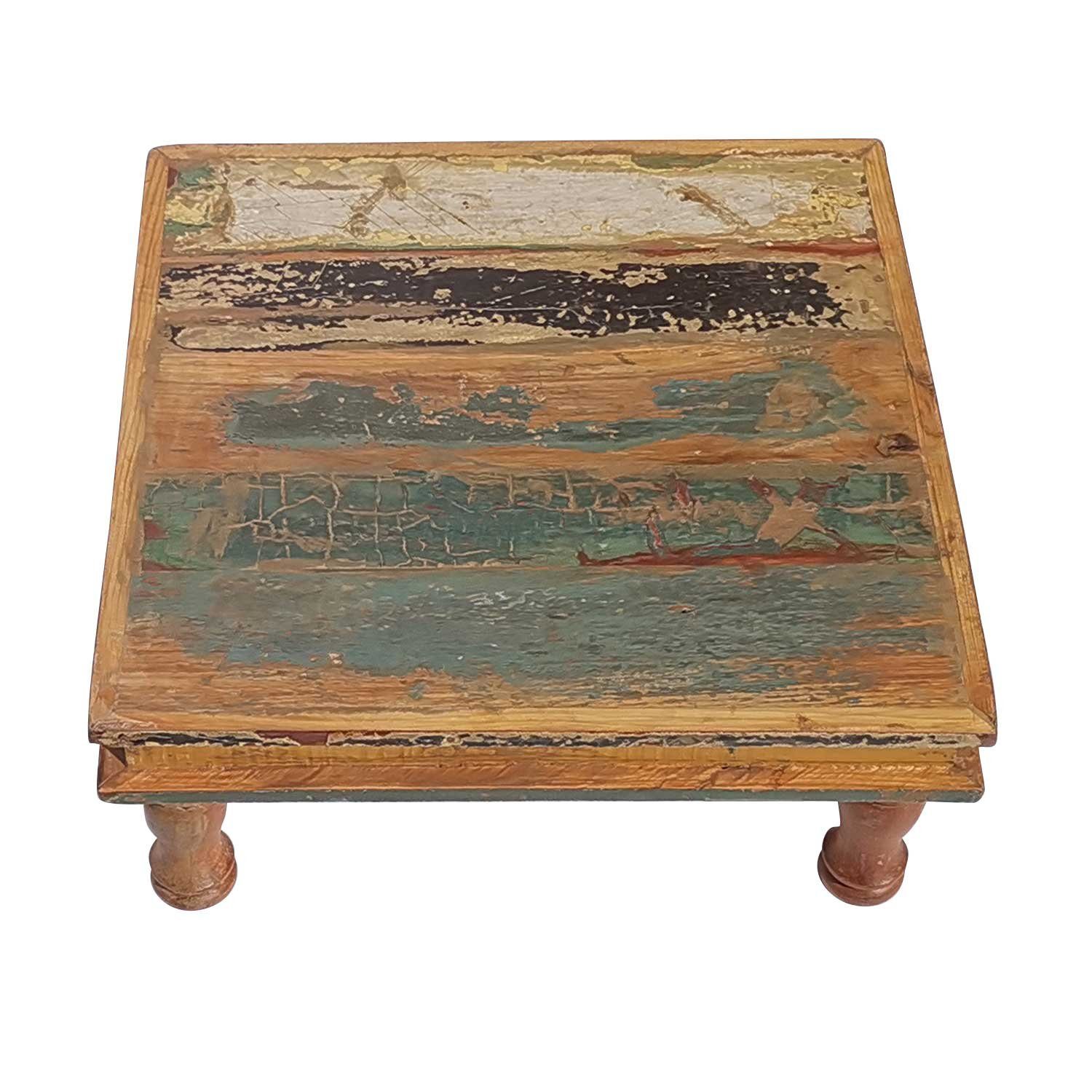 Casa Moro Beistelltisch Shabby Chic Tisch Siera in 3 Größen,Altholz Vintage Hocker (Deko Ramadandeko Chowki Teetisch, Blumenbank Bodentisch Kaffeetisch Couchtisch), handgefertigt