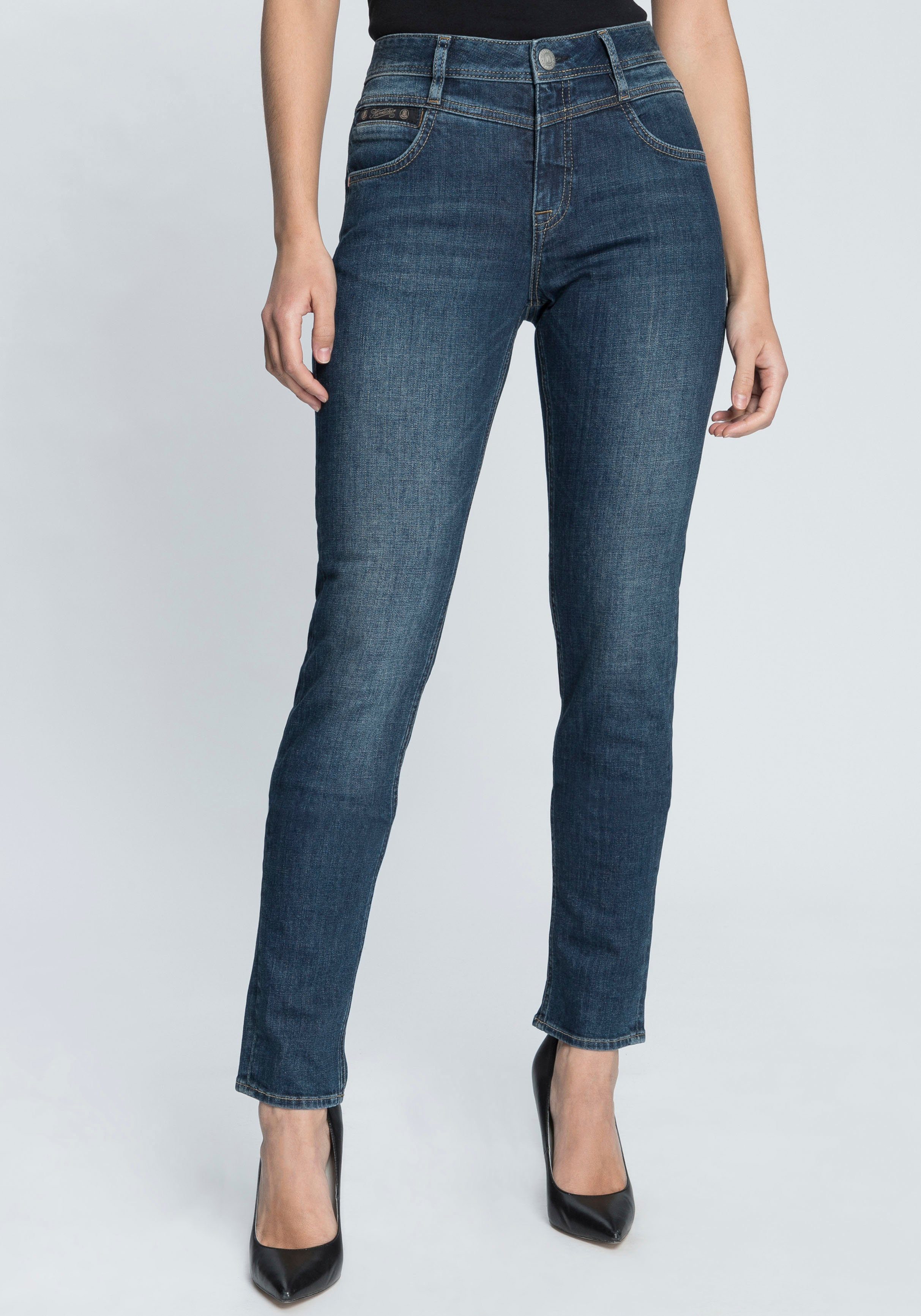 Polyester Herrlicher SLIM PEPPY used 034 Recycled Slim-fit-Jeans DENIM Waist Normal RECYCLED