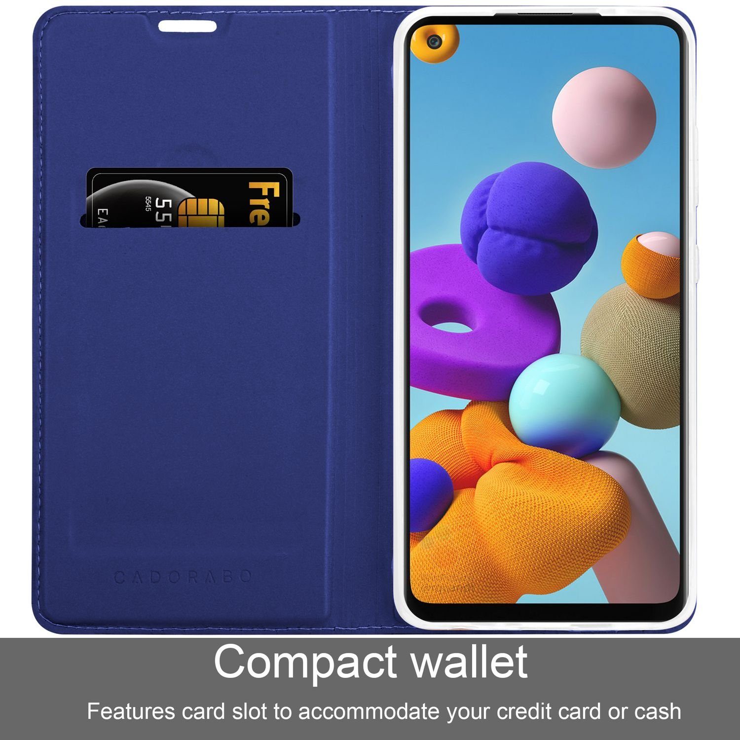 Cadorabo Handyhülle für Samsung Galaxy A21s Hülle Samsung Galaxy A21s, Schutzhülle Hülle mit Standfunktion, Magnetverschluss und Kartenfach