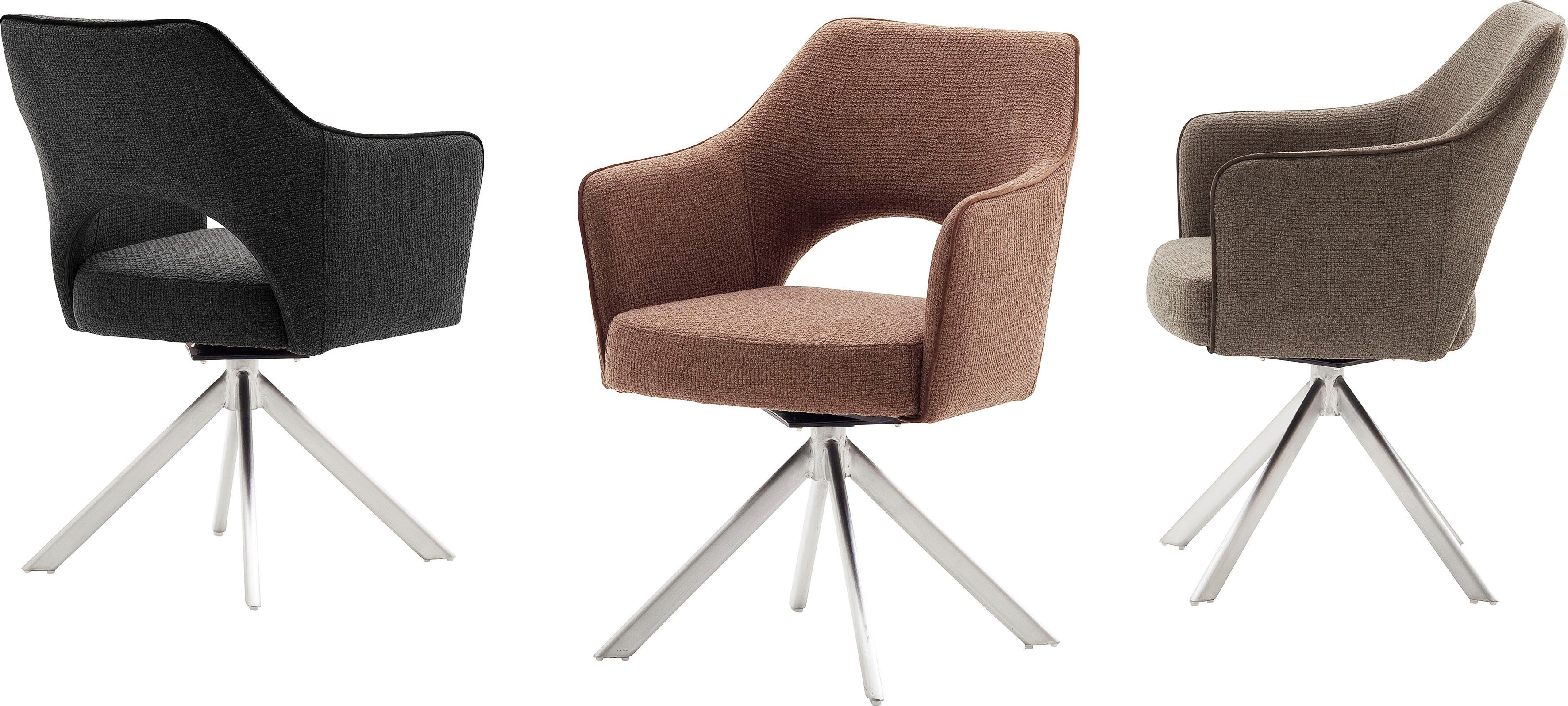 | furniture (Set, MCA Tonala gebürstet 2 drehbar Edelstahl St), 180° 4-Fußstuhl Cappuccino Nivellierung mit