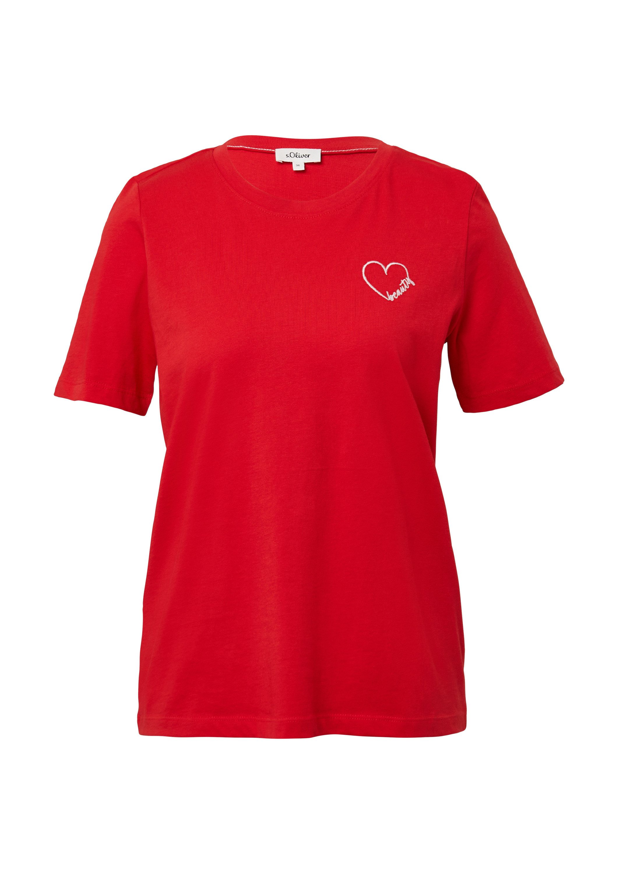 s.Oliver Kurzarmshirt T-Shirt Jerseyshirt aus Baumwolle mit Stickerei günstig online kaufen