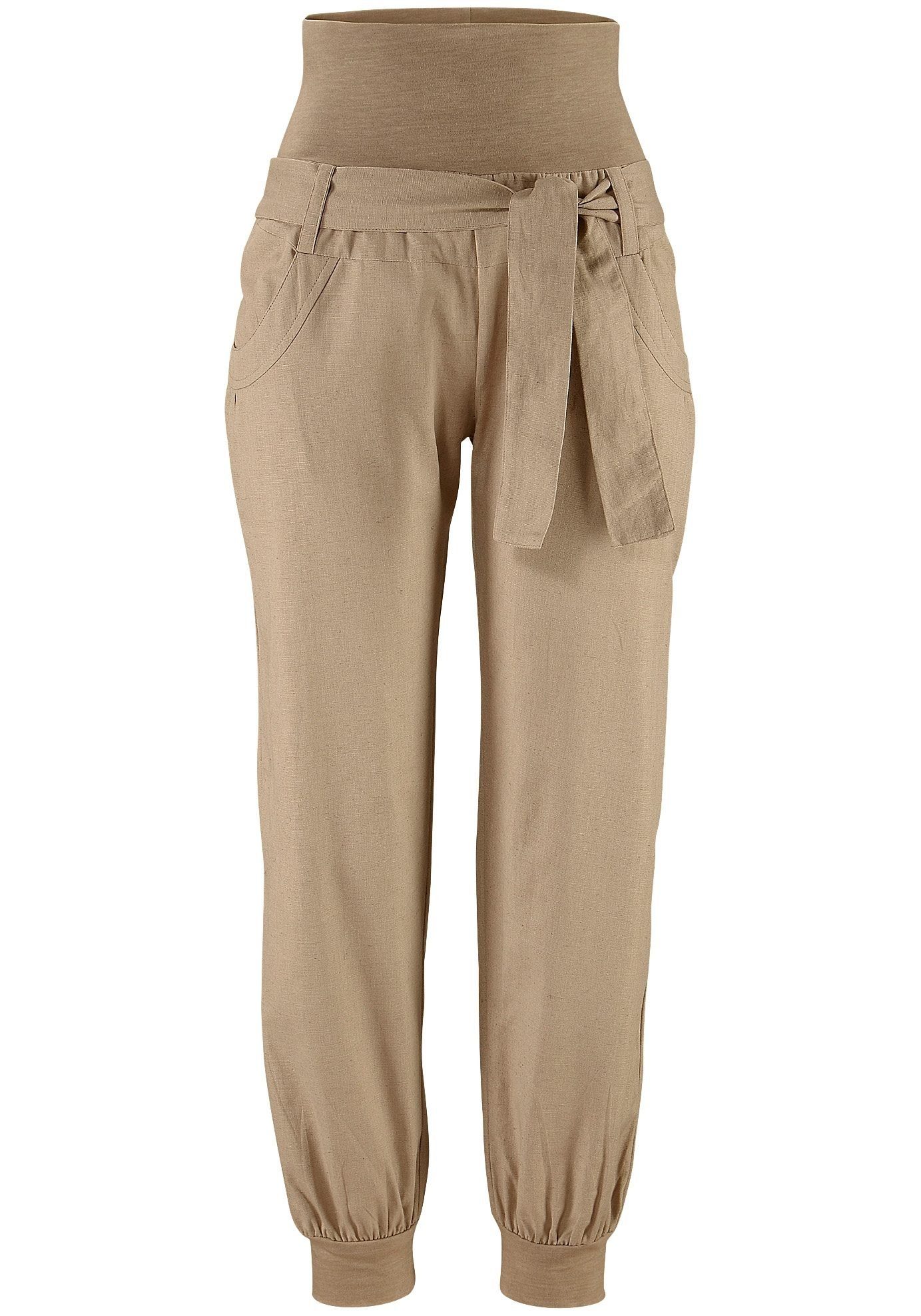 Buffalo Strandhose aus Leinenhose, taupe Leinen-Mix, Sommerhose, Strandmode