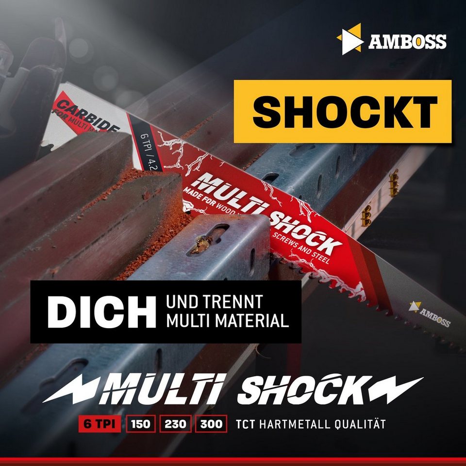 Amboss Werkzeuge Sägeblatt 10x Amboss Multi Shock Säbelsägeblatt Länge 300  mm