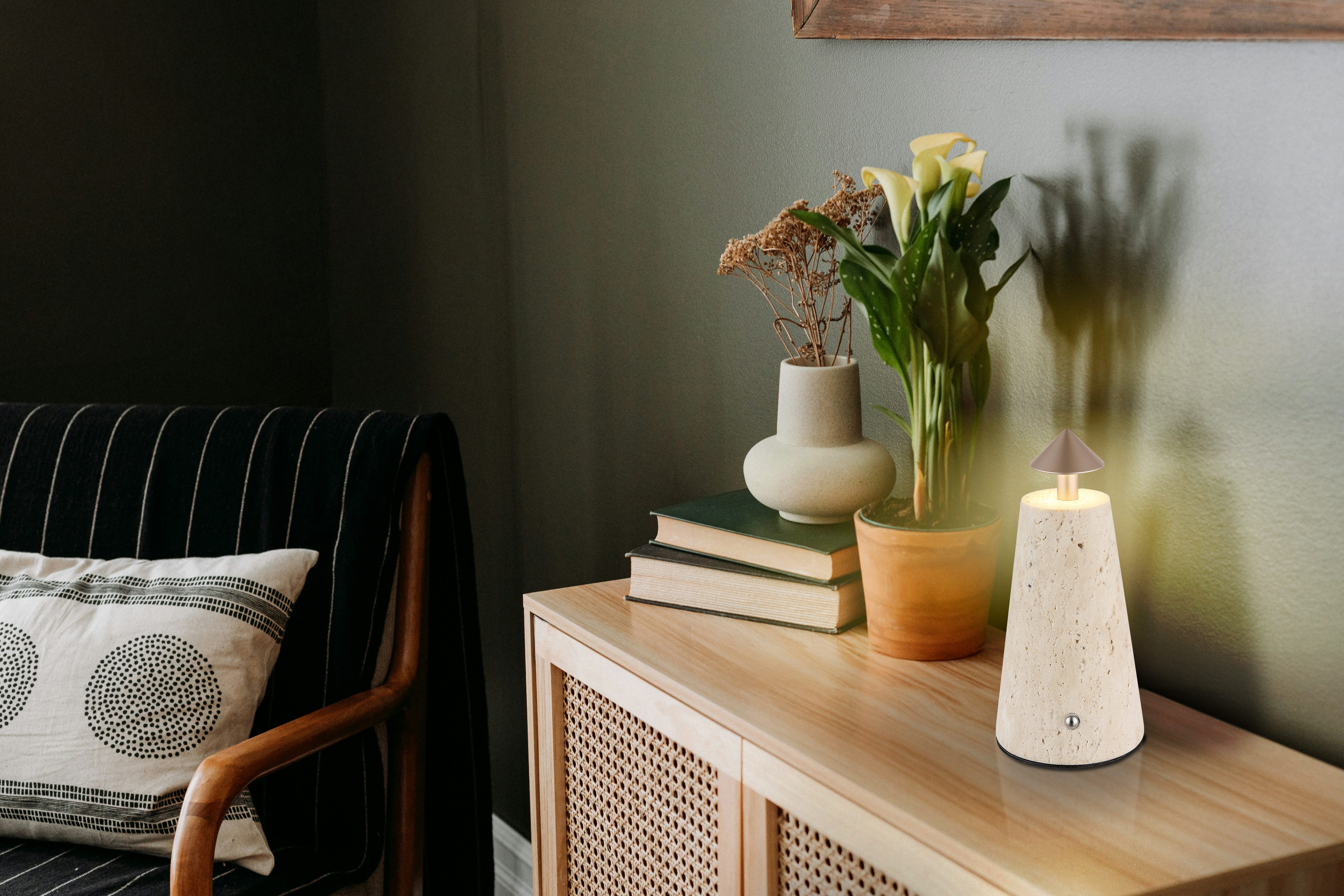 GLOBO LIGHTING Tischleuchte LIVA, LED fest integriert, Tischleuchte mit Touchdimmer, USB-C, Akku LED
