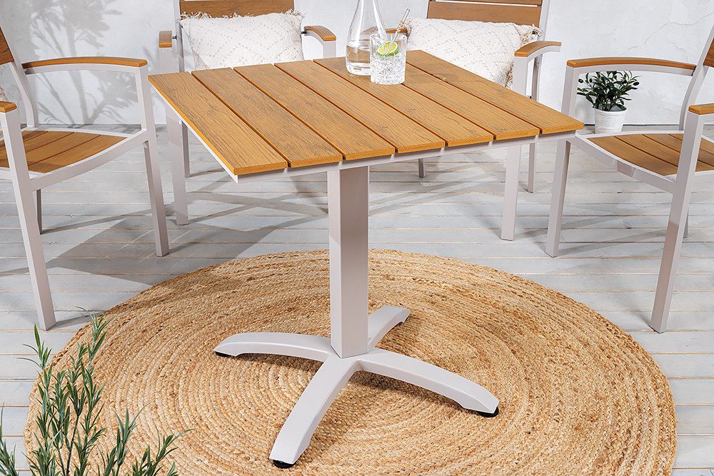 riess-ambiente Gartentisch DESIGNO 70cm natur / greige (Einzelartikel, 1-St), Balkonmöbel · wetterfest · eckig · Maritim · Outdoor · Modern Design