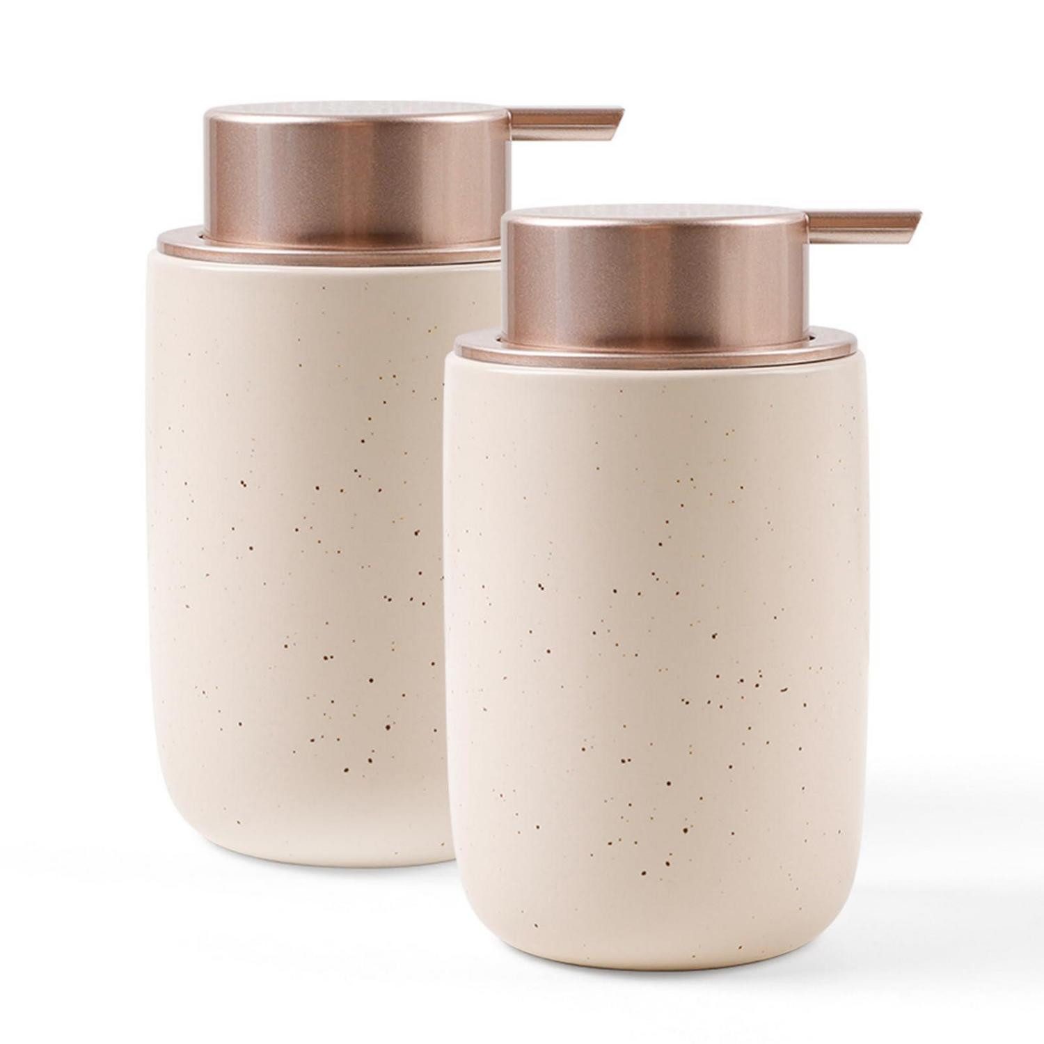 LuxusKollektion Spülmittelspender Keramik Seifenspender Cremebeige 350ml