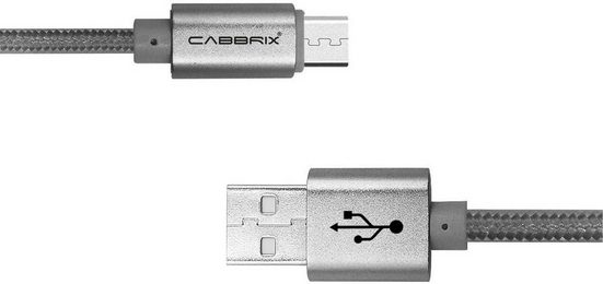 CABBRIX USB-Ladegerät (1-tlg., Micro USB Kabel 1,5 Meter Silber [Schnellladekabel] Braided)
