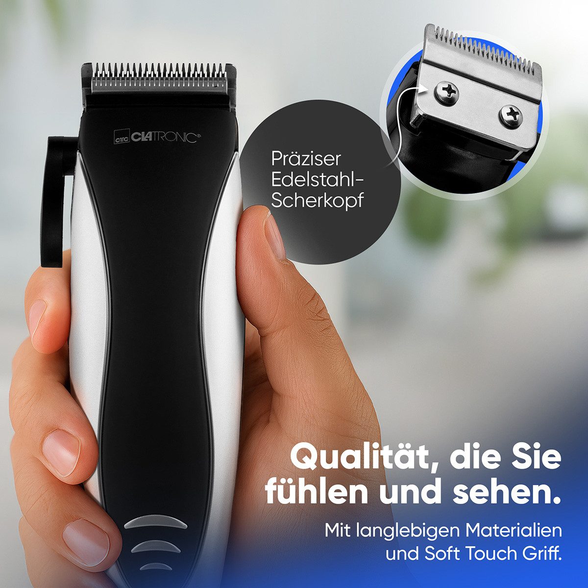 CLATRONIC Haar- und Bartschneider HSM 3441 NE, Haarschneidemaschine Nasenhaarentferner, 3-12mm