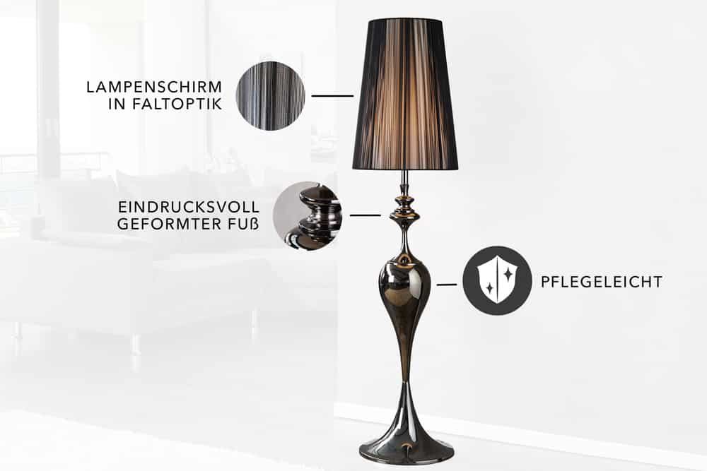 riess-ambiente Stehlampe LUCIE 160cm schwarz, ohne Leuchtmittel, Barock Design – Bild 3 von 5