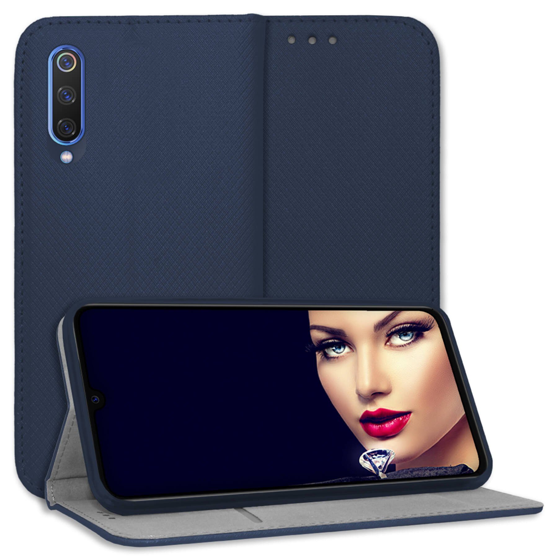 mtb more energy Smartphone-Hülle Smart Magnet für Xiaomi Mi 9 / Mi 9 Explorer, Blau, Bookstyle Klapphülle Cover Wallet Case aus Kunstleder