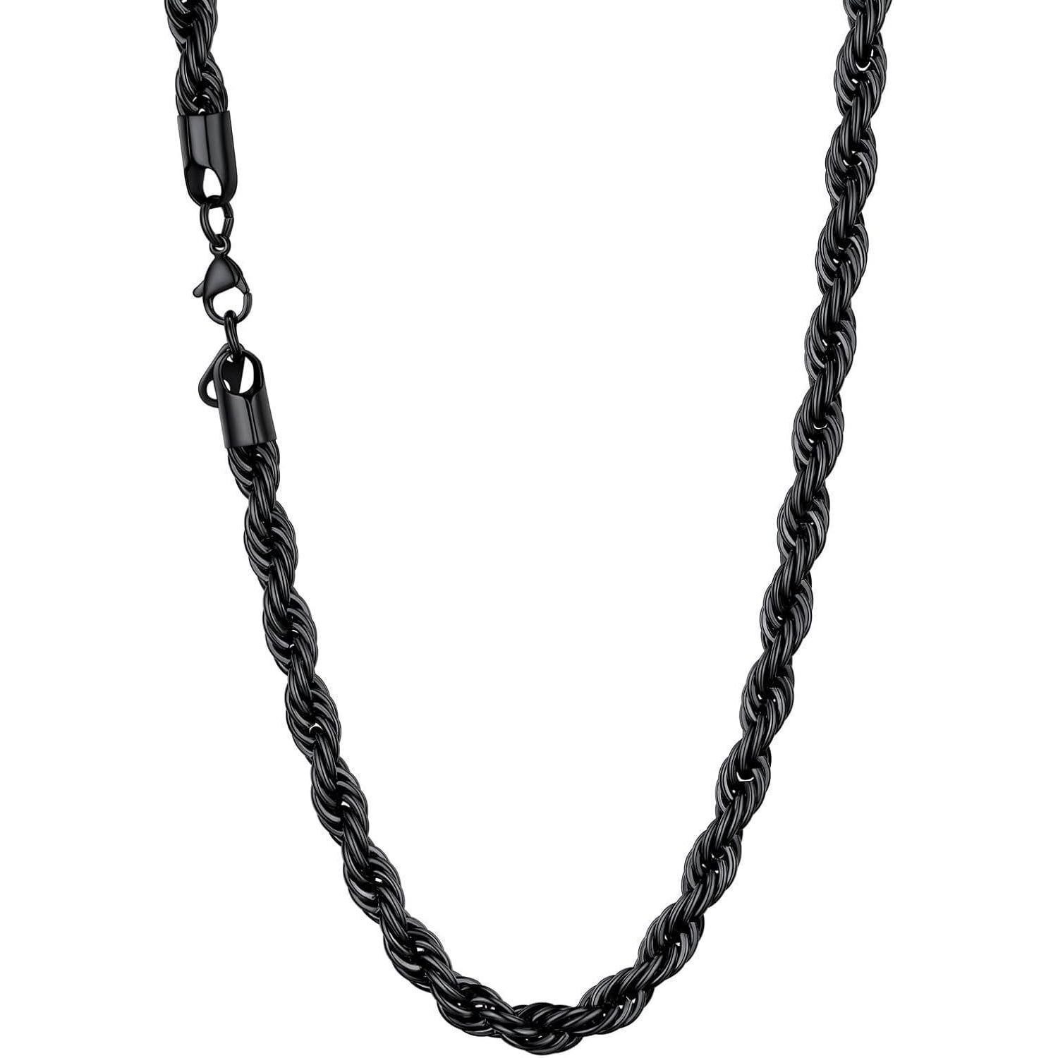 LuxusKollektion Gliederkette Kordelkette Edelstahl 18k vergoldet 6mm 71cm Schwarz