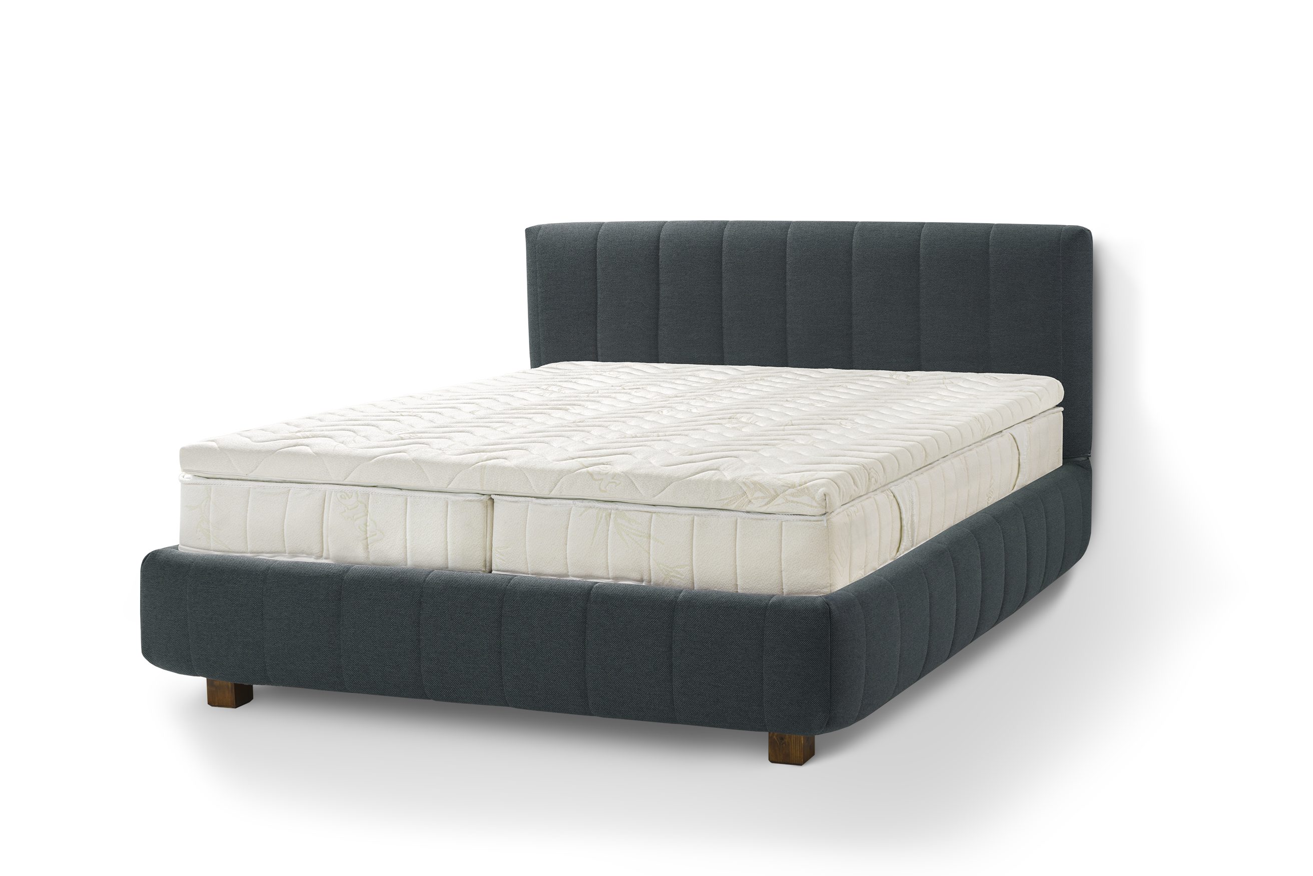 Letti Moderni Holzbett Bett Calma, hochwertigem Siena Dark Massivholz Blue aus hergestellt