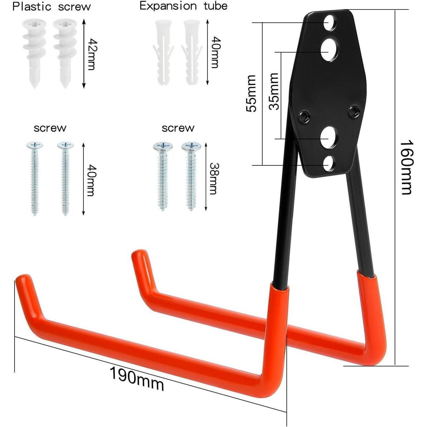 LuxusKollektion Werkzeughalter Garagenhaken Doppelhaken Wandhalterung Werkzeughalter 19*16cm Orange