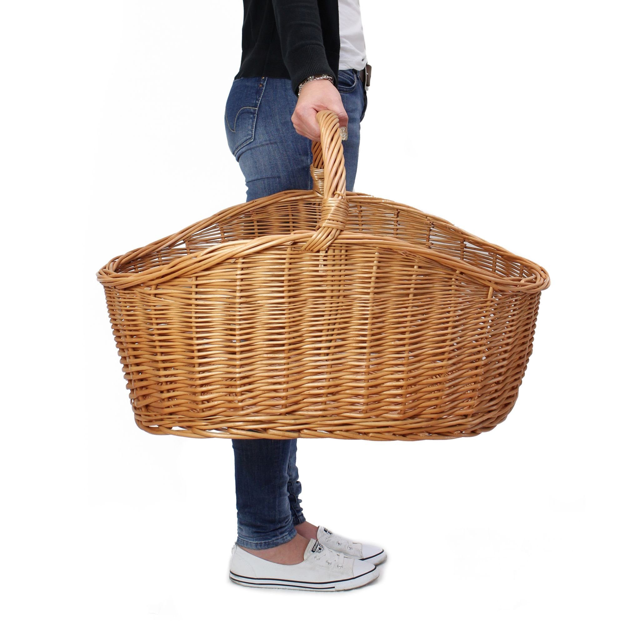 Dekoleidenschaft Einkaufskorb "Maxi" aus Weide, XXL Bügelkorb, Erntekorb, A günstig online kaufen