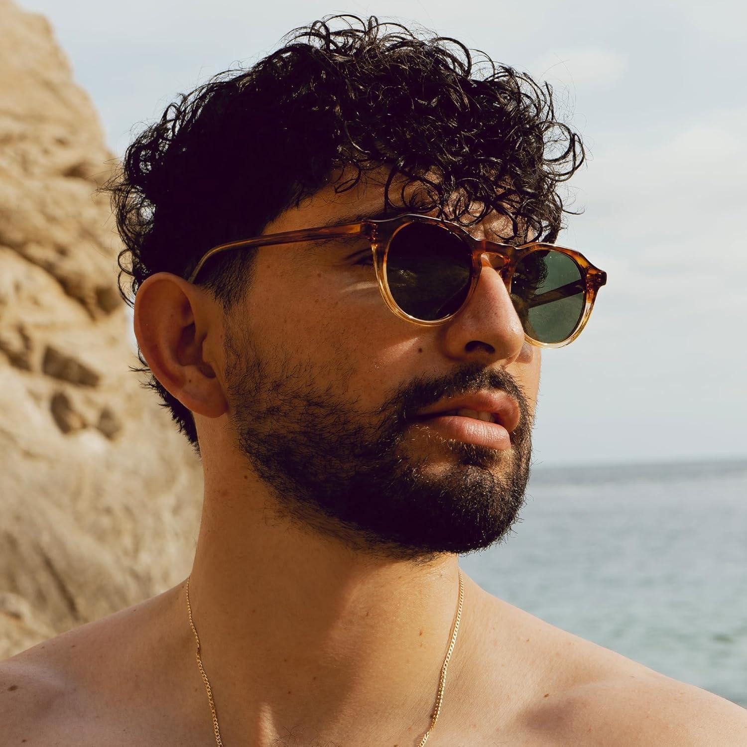 LuxusKollektion Retrosonnenbrille Sonnenbrille Vintage Rund C07 Heller Schildpatt Rahmen Grau Linse