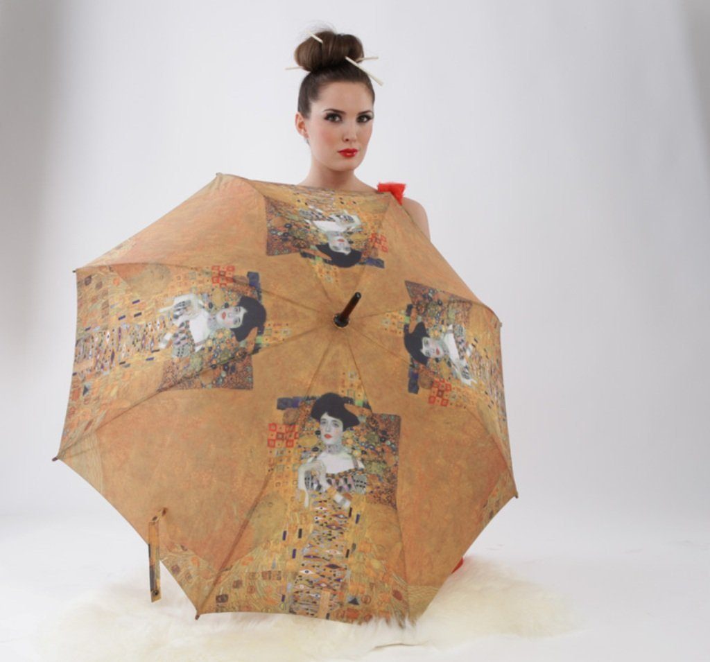 von Lilienfeld Taschenregenschirm Stabil, Kunstdruck Adele Auf-Zu-Automatik Windfest Klimt: Gustav Motivschirm