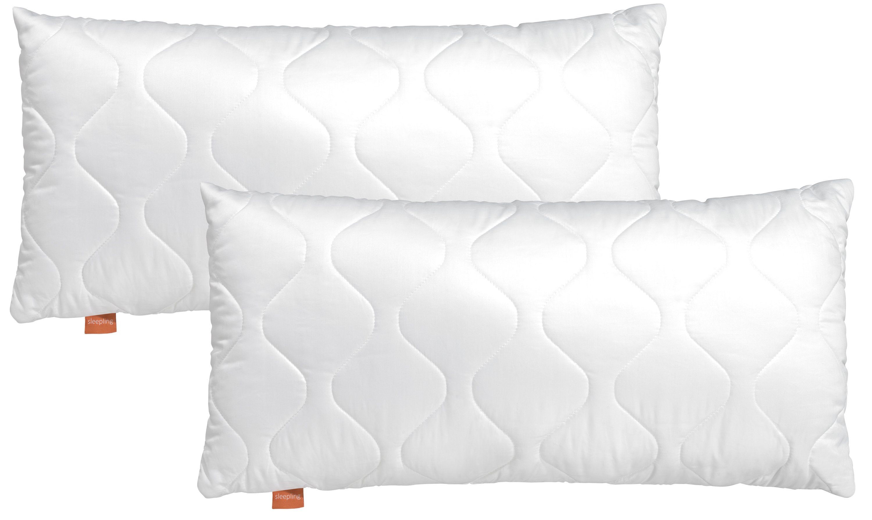 sleepling Kopfkissen 2er Set Basic 100, Füllung: Polyester, Bezug: 100% Mikrofaser, Seitenschläfer, Rückenschläfer, Bauchschläfer, 40 x 60 cm