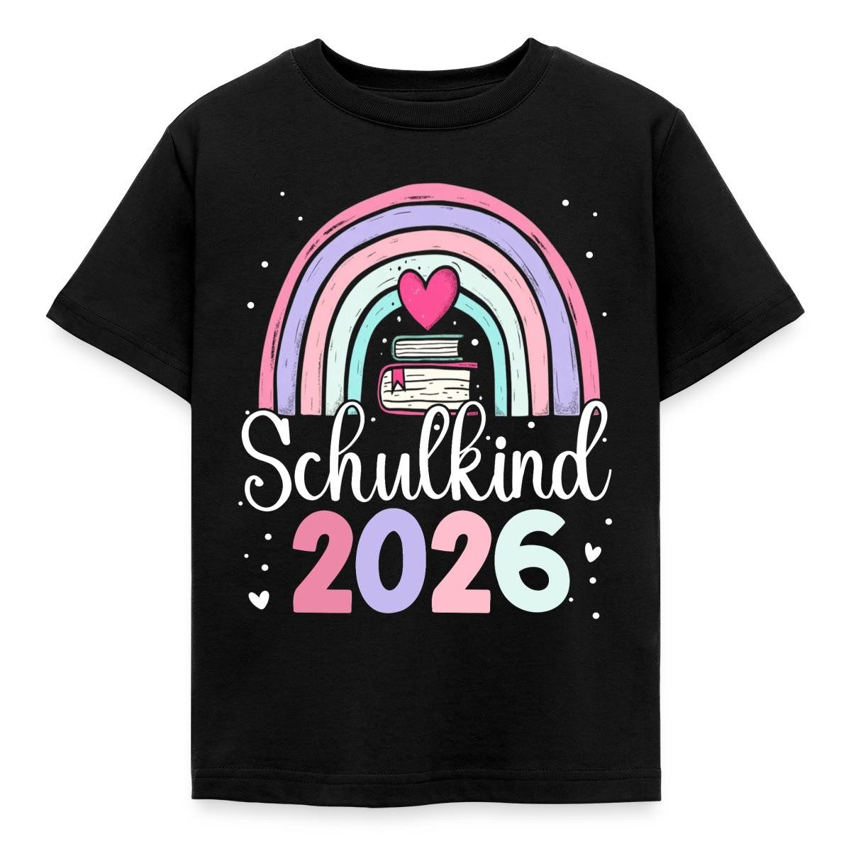 Spreadshirt T-Shirt Schulkind 2026 Regenbogen Einschulung Kinder T-Shirt (1-tlg) Fällt klein aus. Wir empfehlen, eine Größe größer zu bestellen.